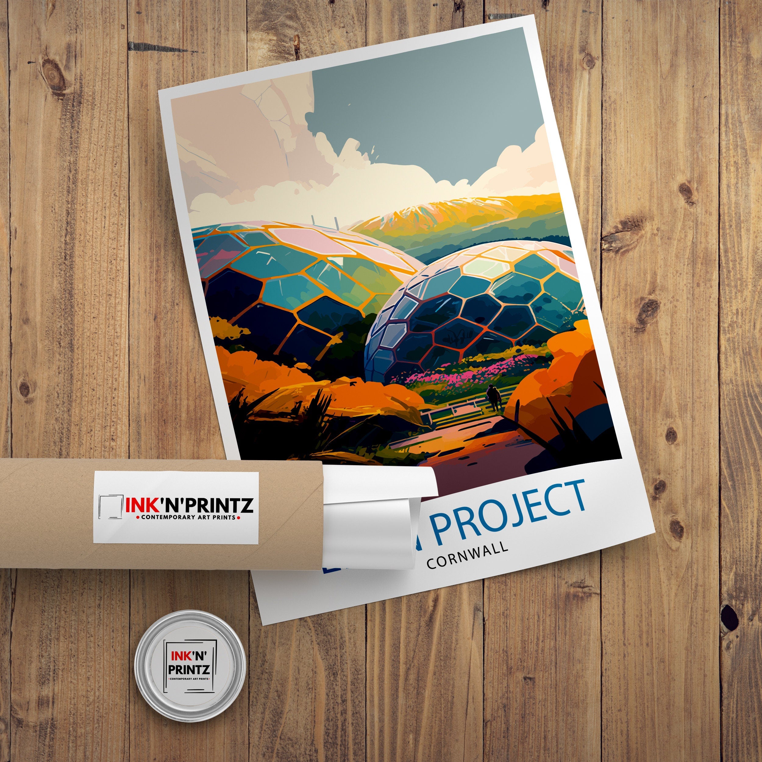 Eden Project Cornwall Travel Print Cornwall Wall Decor Eden Project Poster Cornwall Travel Prints Eden Project Art Print Cornwall