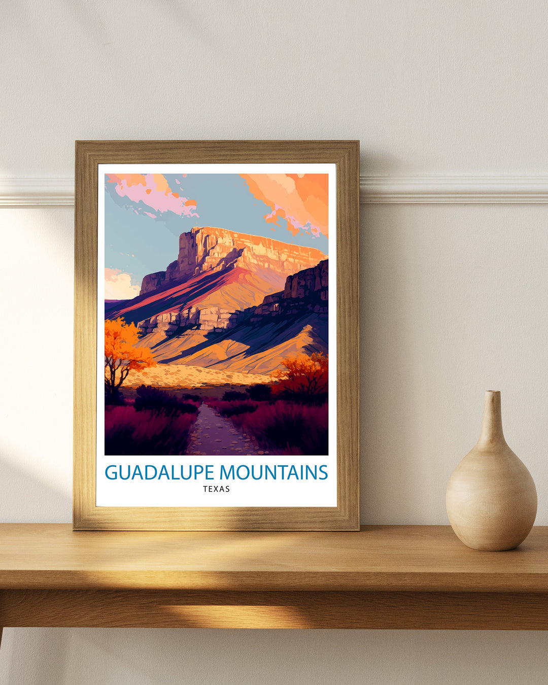 Guadalupe Mountains Texas Travel Print| Texas Wall Decor Guadalupe Mountains Poster Texas Travel Prints Texas Art Print Guadalupe