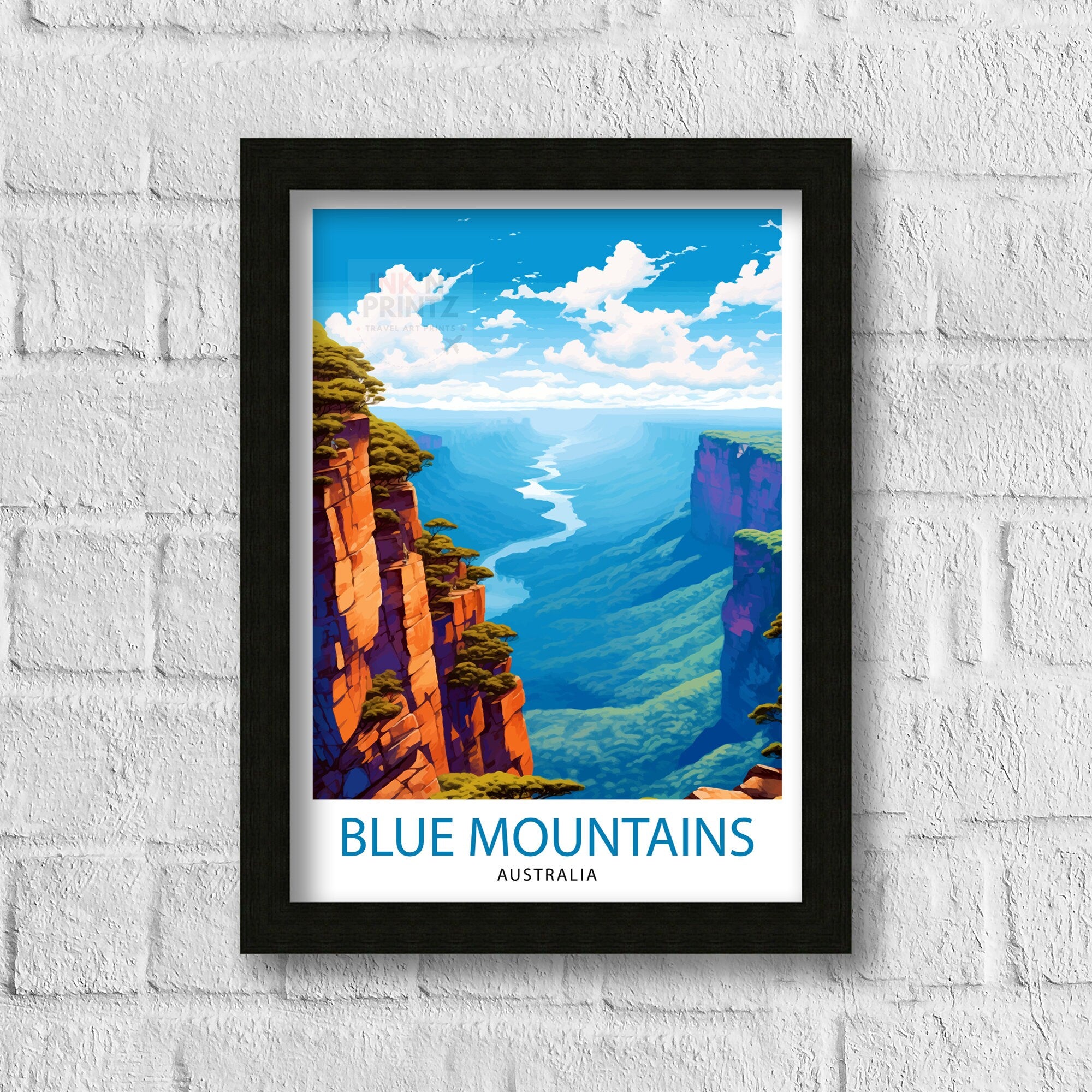 Blue Mountains Australia Travel Poster Blue Mountains