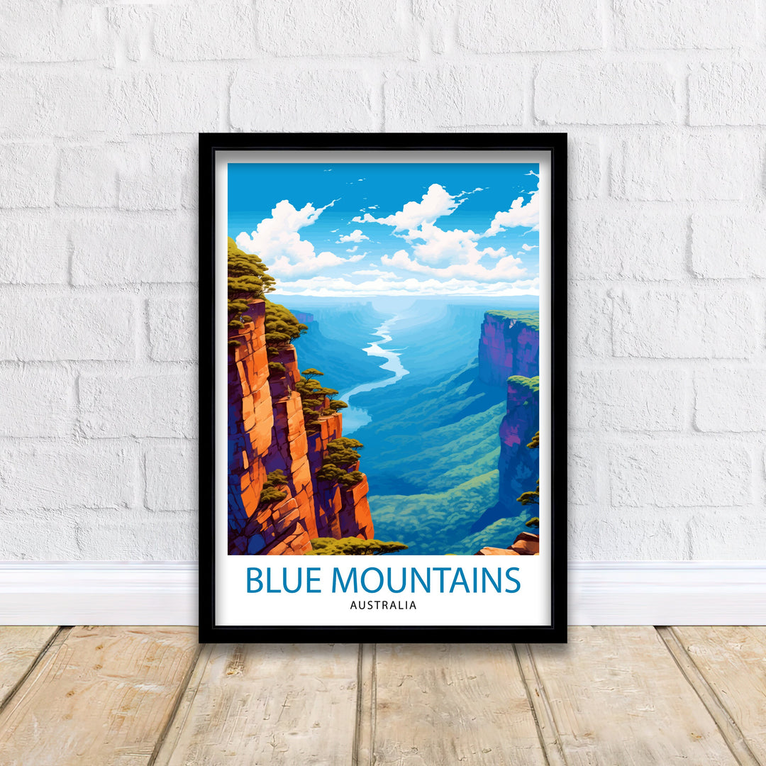 Blue Mountains Australia Travel Poster Blue Mountains