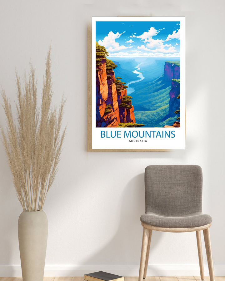 Blue Mountains Australia Travel Poster Blue Mountains