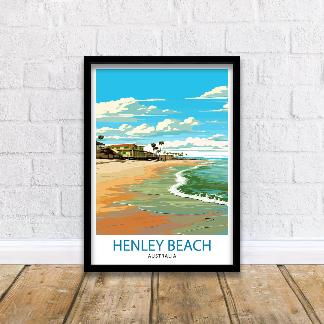 Henley Beach Australia Travel Poster Coastal