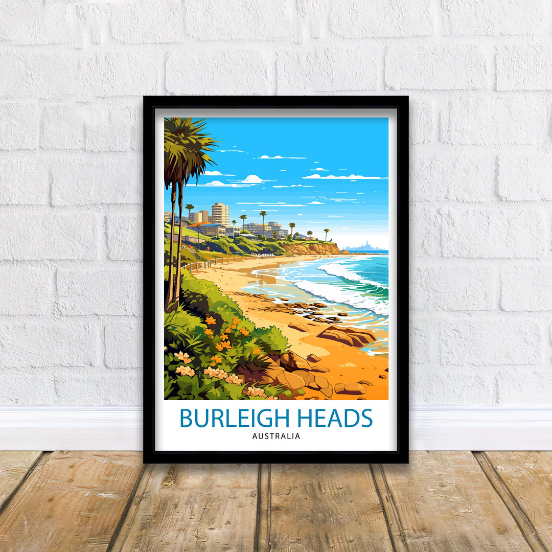 Burleigh Head Australia Travel Poster Coastal