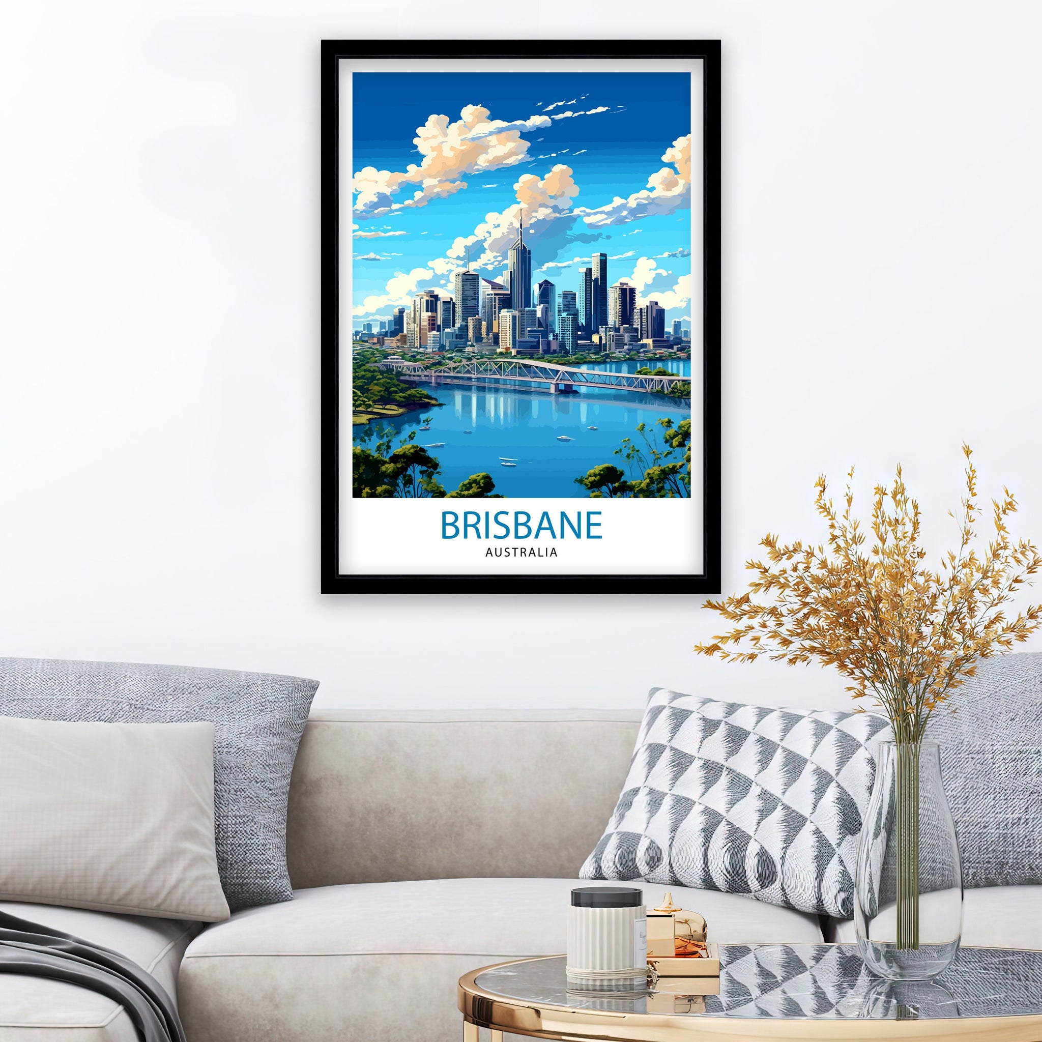 Brisbane Australia Travel Print Brisbane Wall Decor Brisbane Cityscape Poster Australia Travel Prints Brisbane Art Print Brisbane