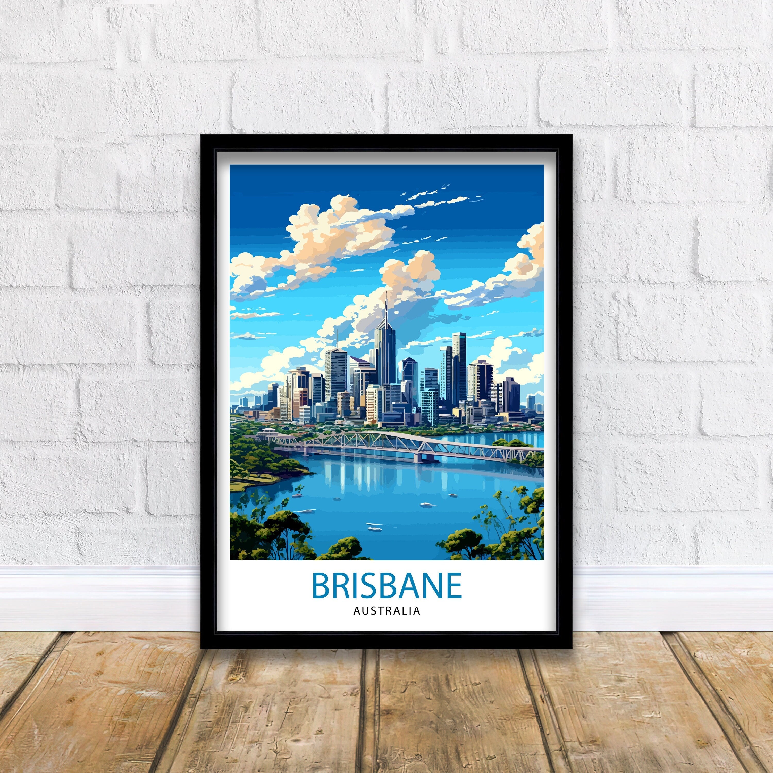 Brisbane Australia Travel Print Brisbane Wall Decor Brisbane Cityscape Poster Australia Travel Prints Brisbane Art Print Brisbane