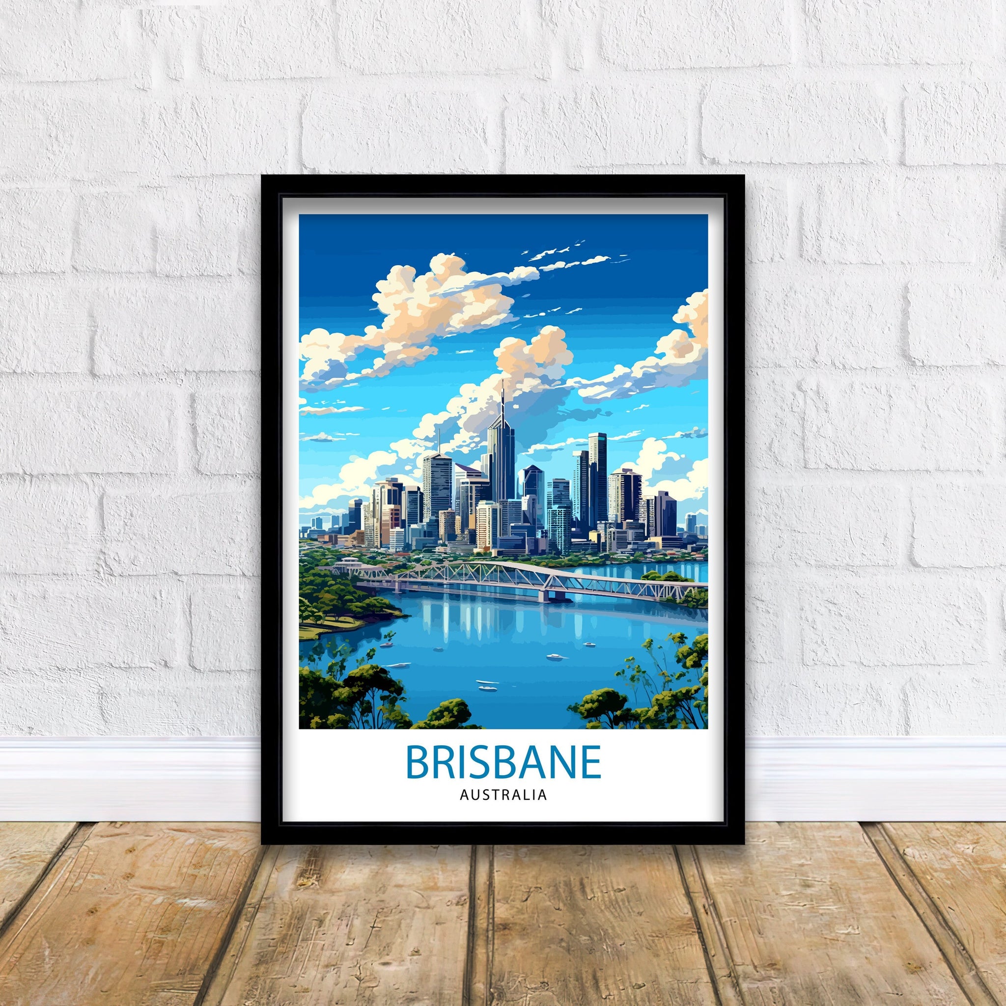 Brisbane Australia Travel Print Brisbane Wall Decor Brisbane Cityscape Poster Australia Travel Prints Brisbane Art Print Brisbane