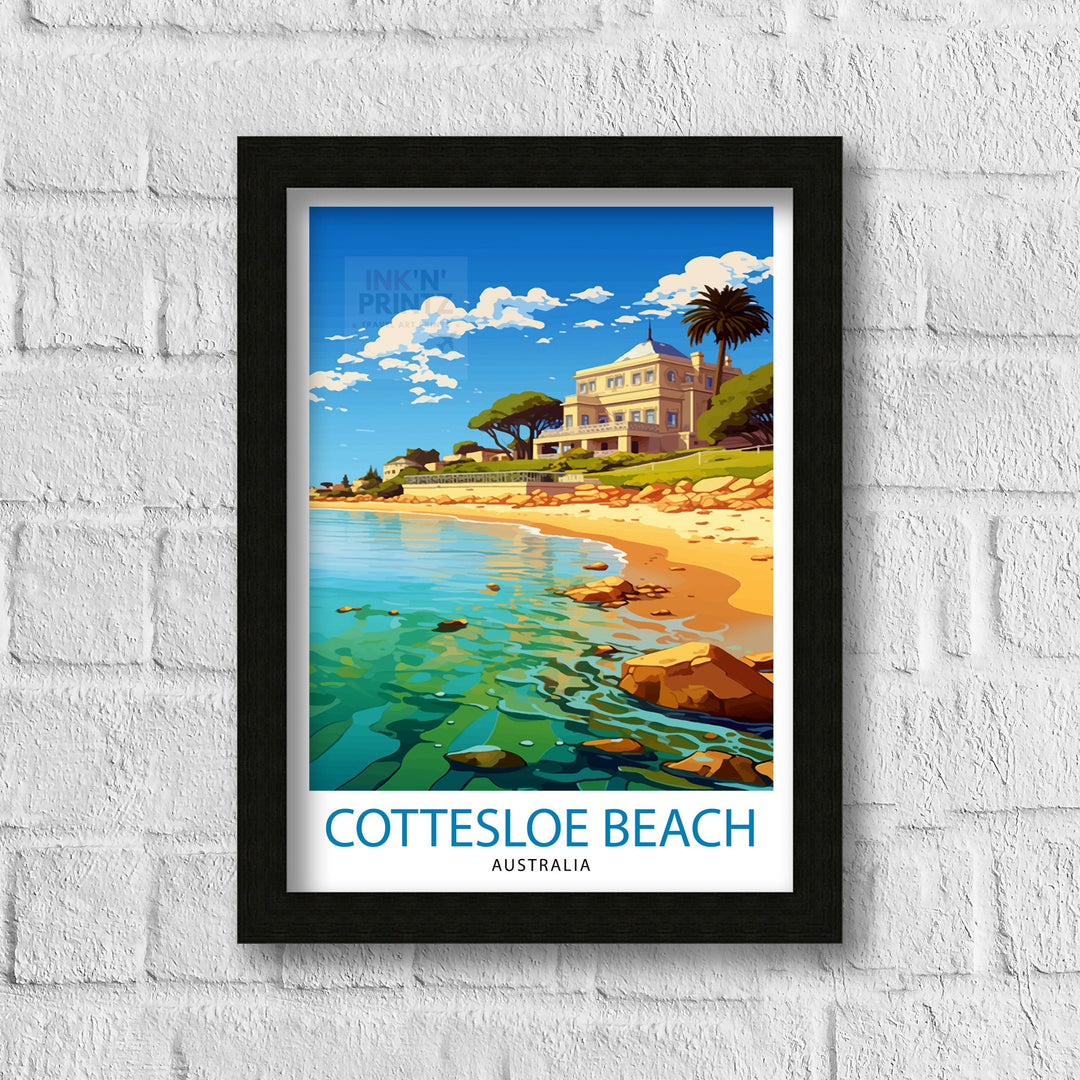 Cottesloe Beach Australia Travel Poster Coastal