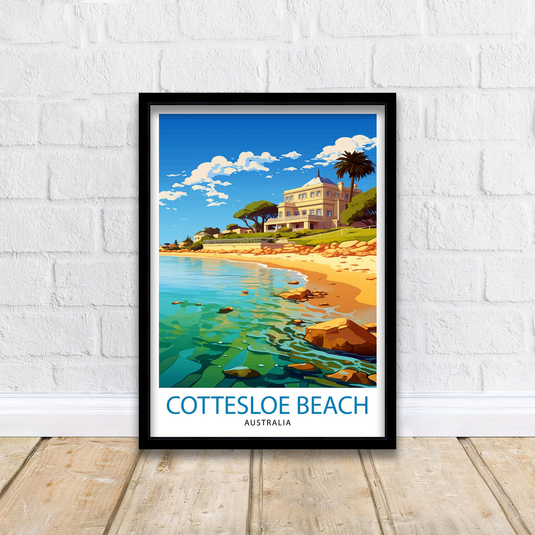 Cottesloe Beach Australia Travel Poster Coastal