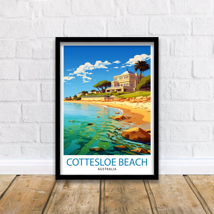 Cottesloe Beach Australia Travel Poster Coastal