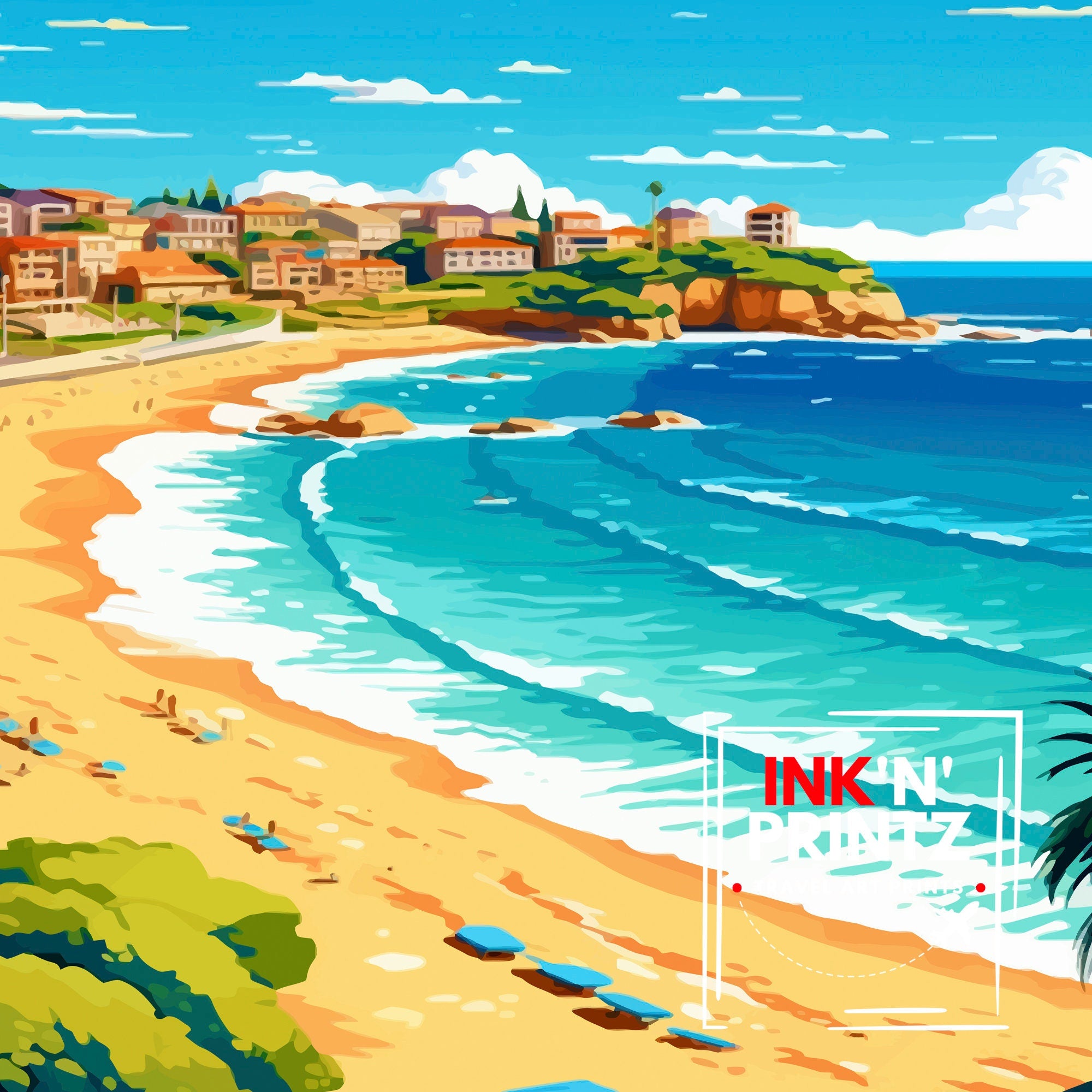 Coogee Australia Travel Print Coogee Wall Decor Coogee Beach Poster Australian Travel Prints Coogee Art Print Coogee Illustration Coogee