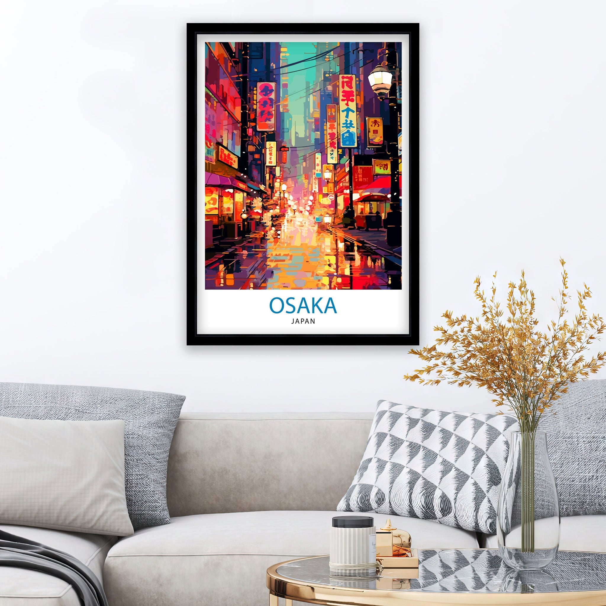 Osaka Japan Travel Print Osaka Wall Decor Osaka Cityscape Poster Japan Travel Prints Osaka Art Print Osaka Illustration Osaka Wall
