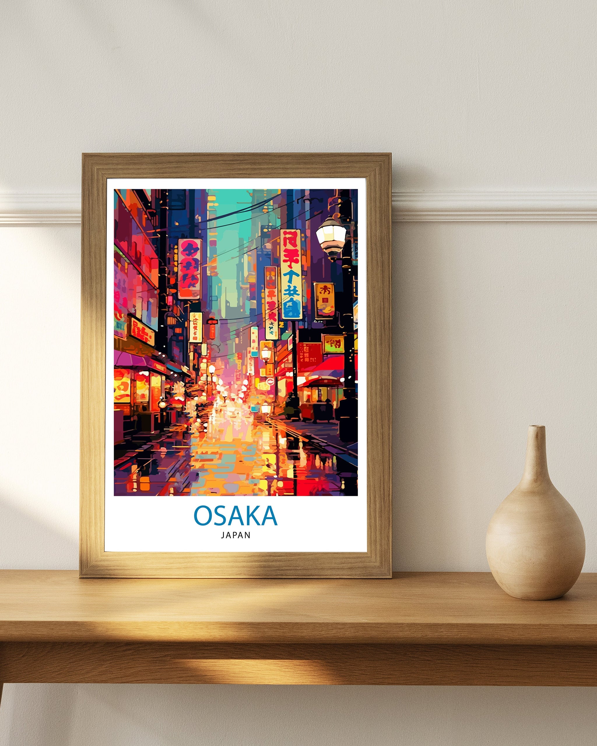 Osaka Japan Travel Print Osaka Wall Decor Osaka Cityscape Poster Japan Travel Prints Osaka Art Print Osaka Illustration Osaka Wall