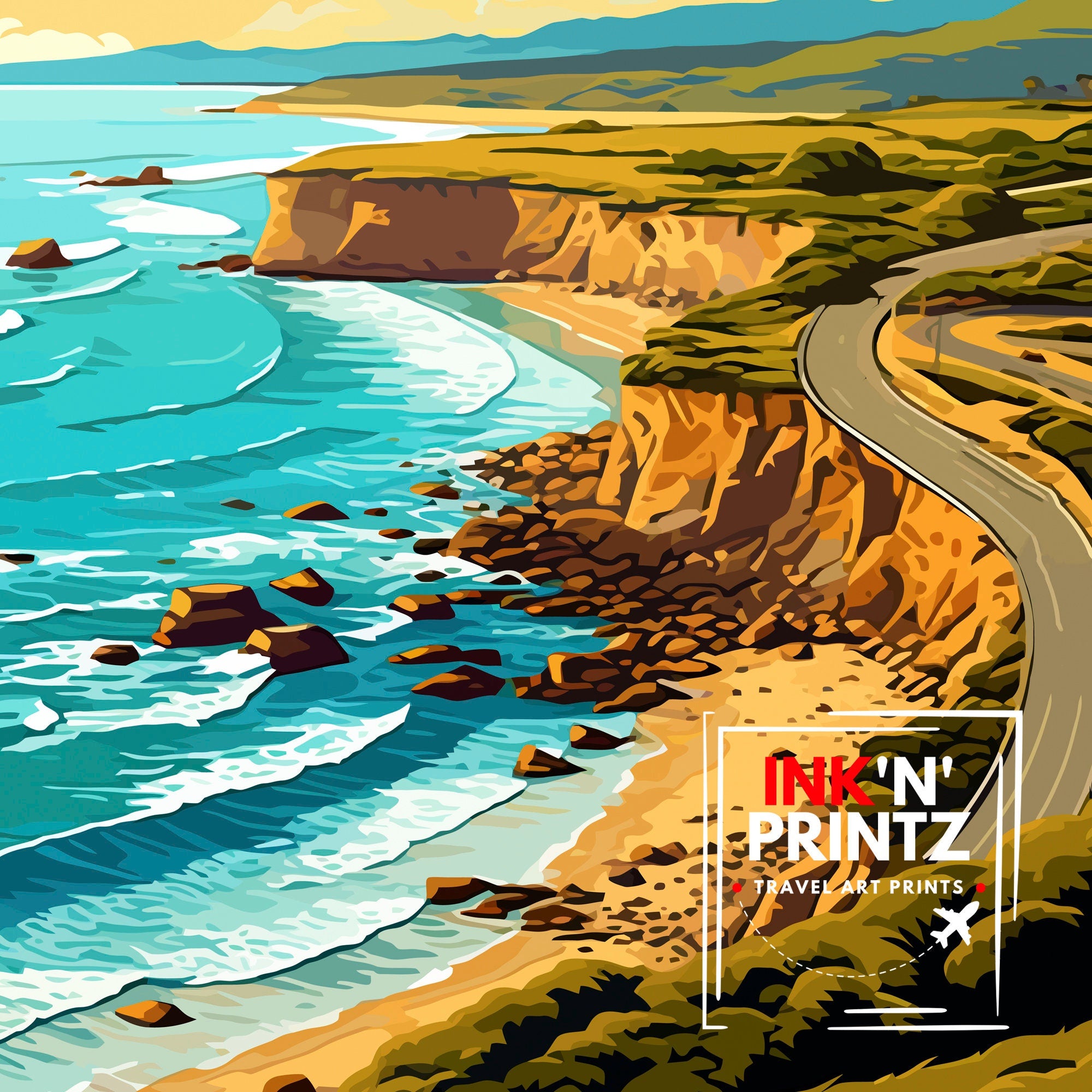Great Ocean Road Australia Print, Coastal Road Trip Art