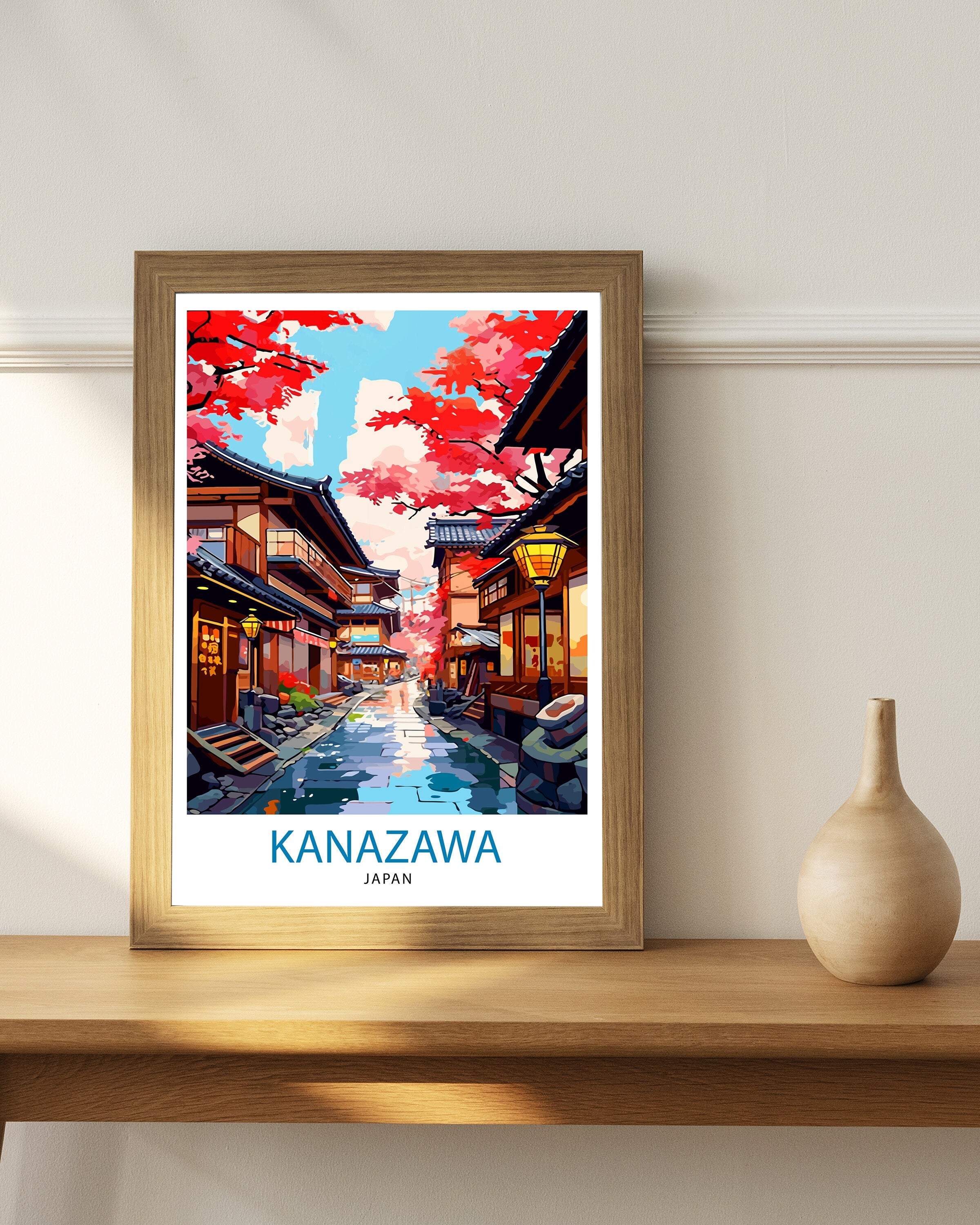 Kanazawa Japan Travel Print Kanazawa Wall Decor Kanazawa Poster Japan Travel Prints Kanazawa Art Print Kanazawa Illustration Kanazawa Wall