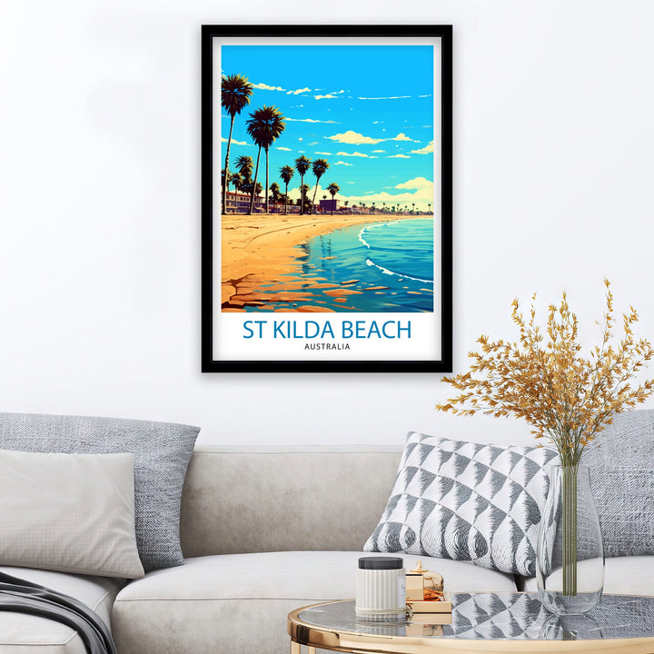 St Kilda Beach Australia Travel Poster Coastal