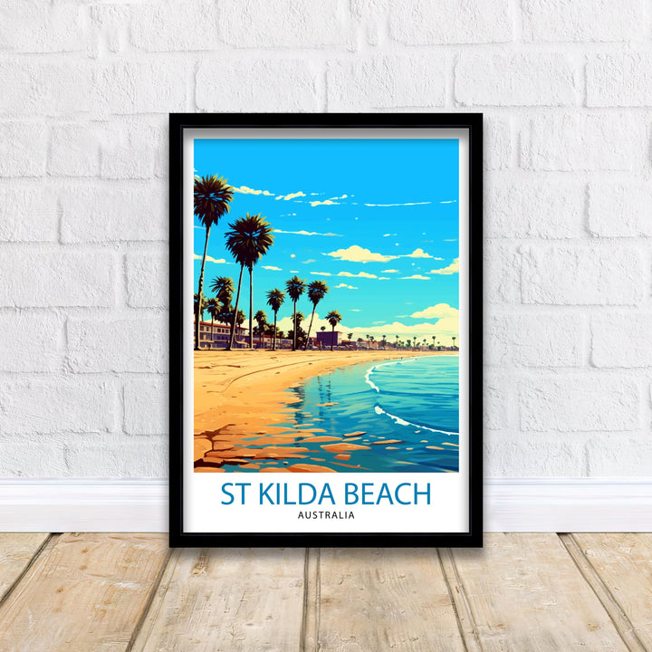 St Kilda Beach Australia Travel Poster Coastal