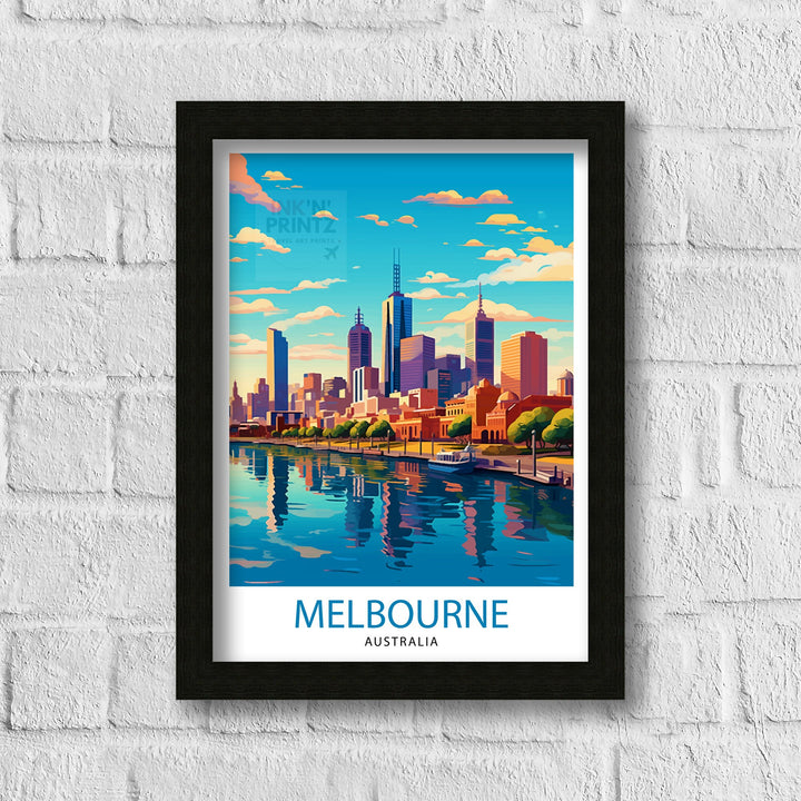 Melbourne Australia Travel Poster Melbourne Cityscape