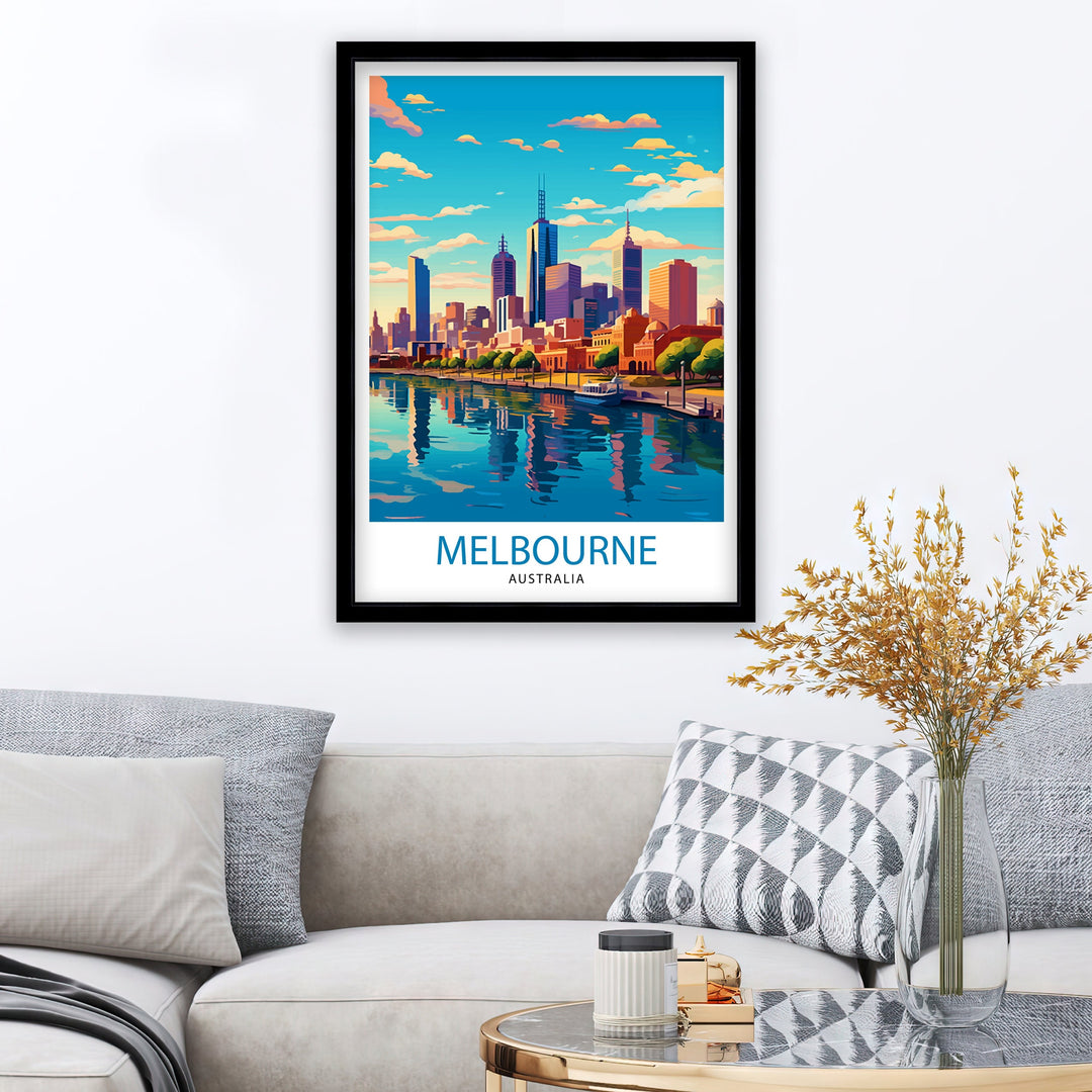 Melbourne Australia Travel Poster Melbourne Cityscape