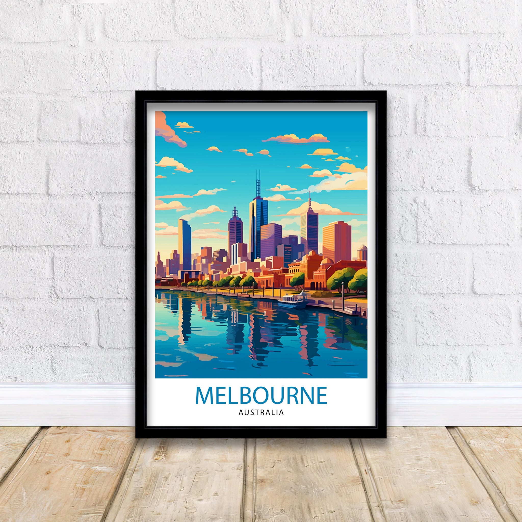Melbourne Australia Travel Poster Melbourne Cityscape