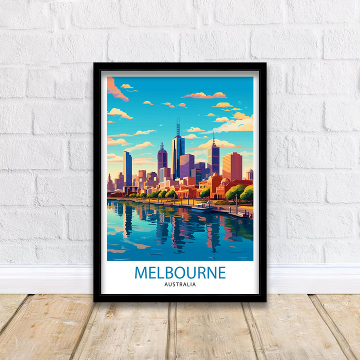 Melbourne Australia Travel Poster Melbourne Cityscape