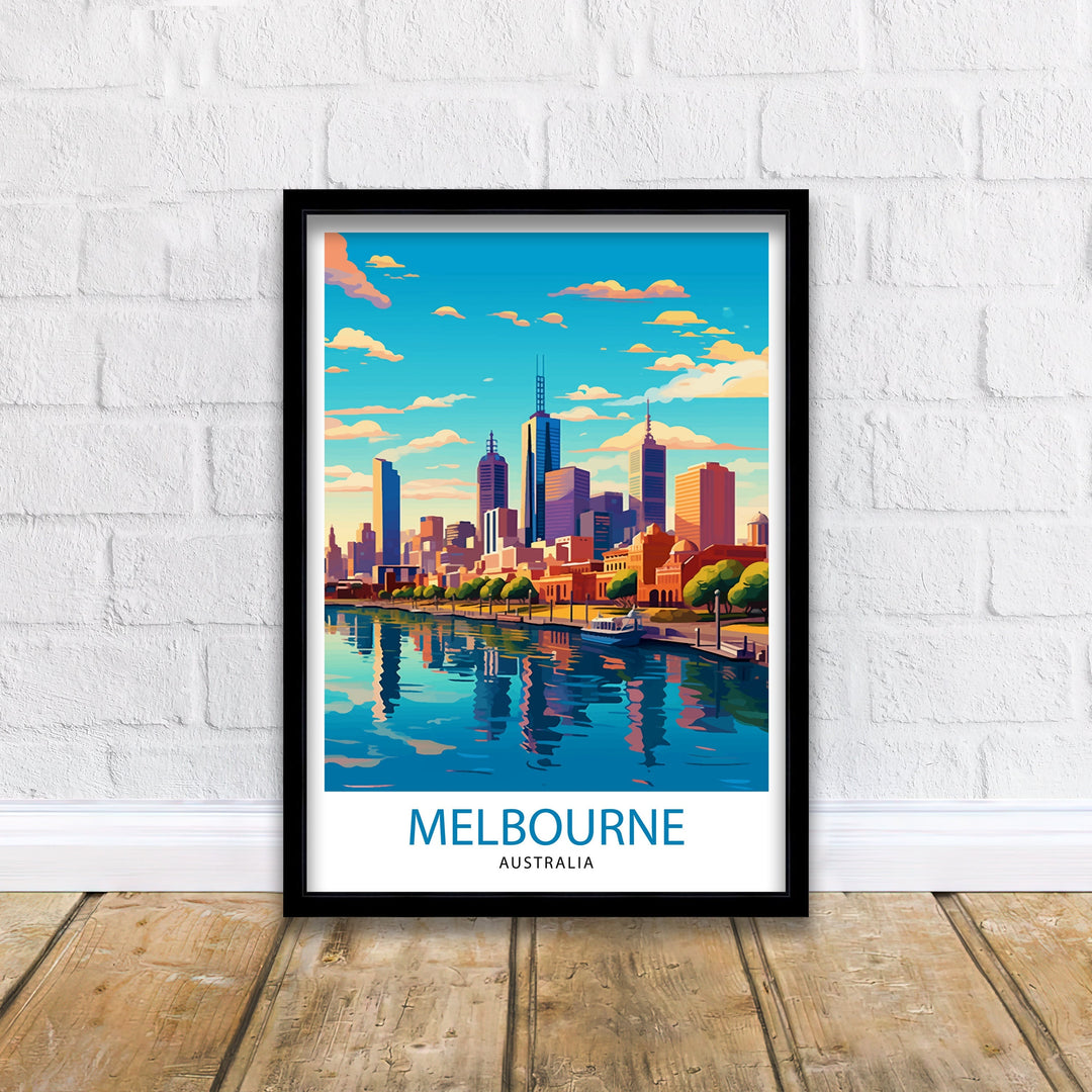 Melbourne Australia Travel Poster Melbourne Cityscape