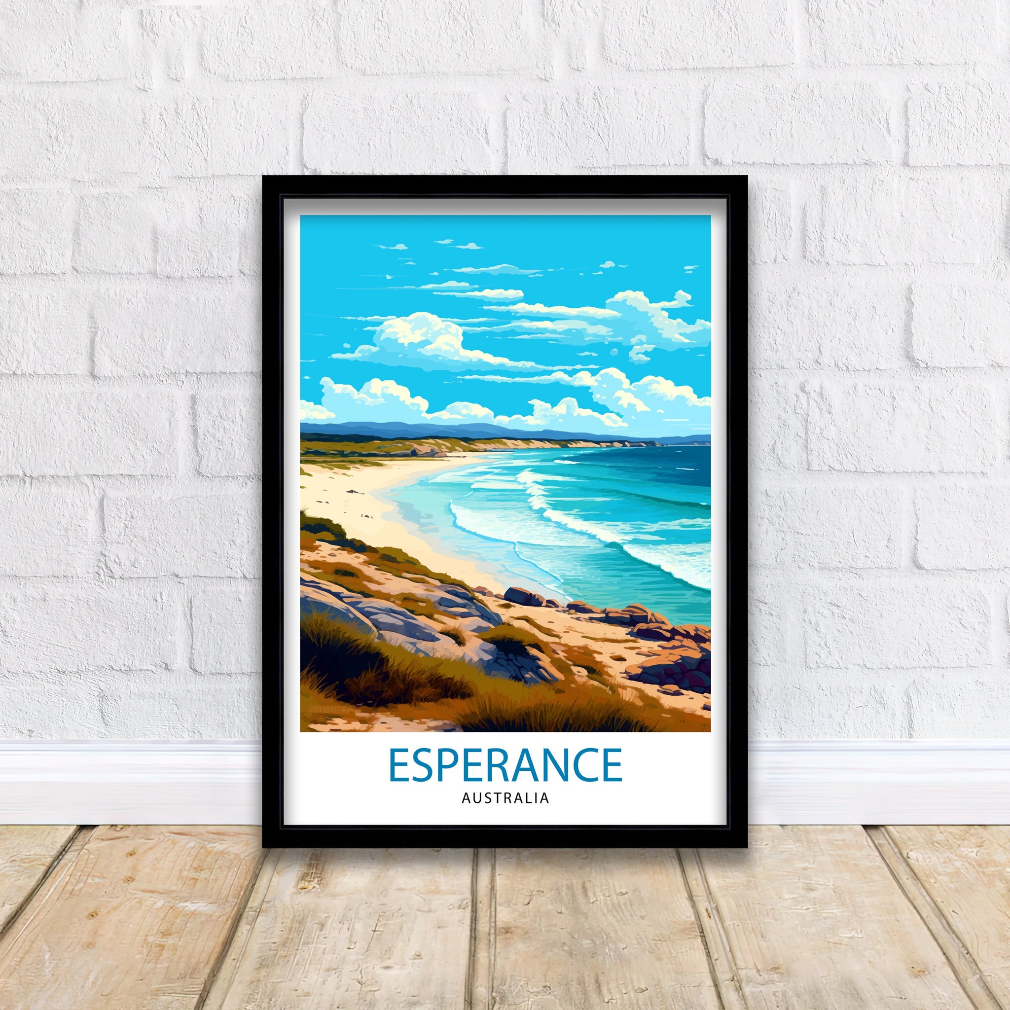 Esperance Australia Travel Print Coastal Wall Decor Esperance Beach Poster Australian Travel Prints Nature Art Print Beach Illustration