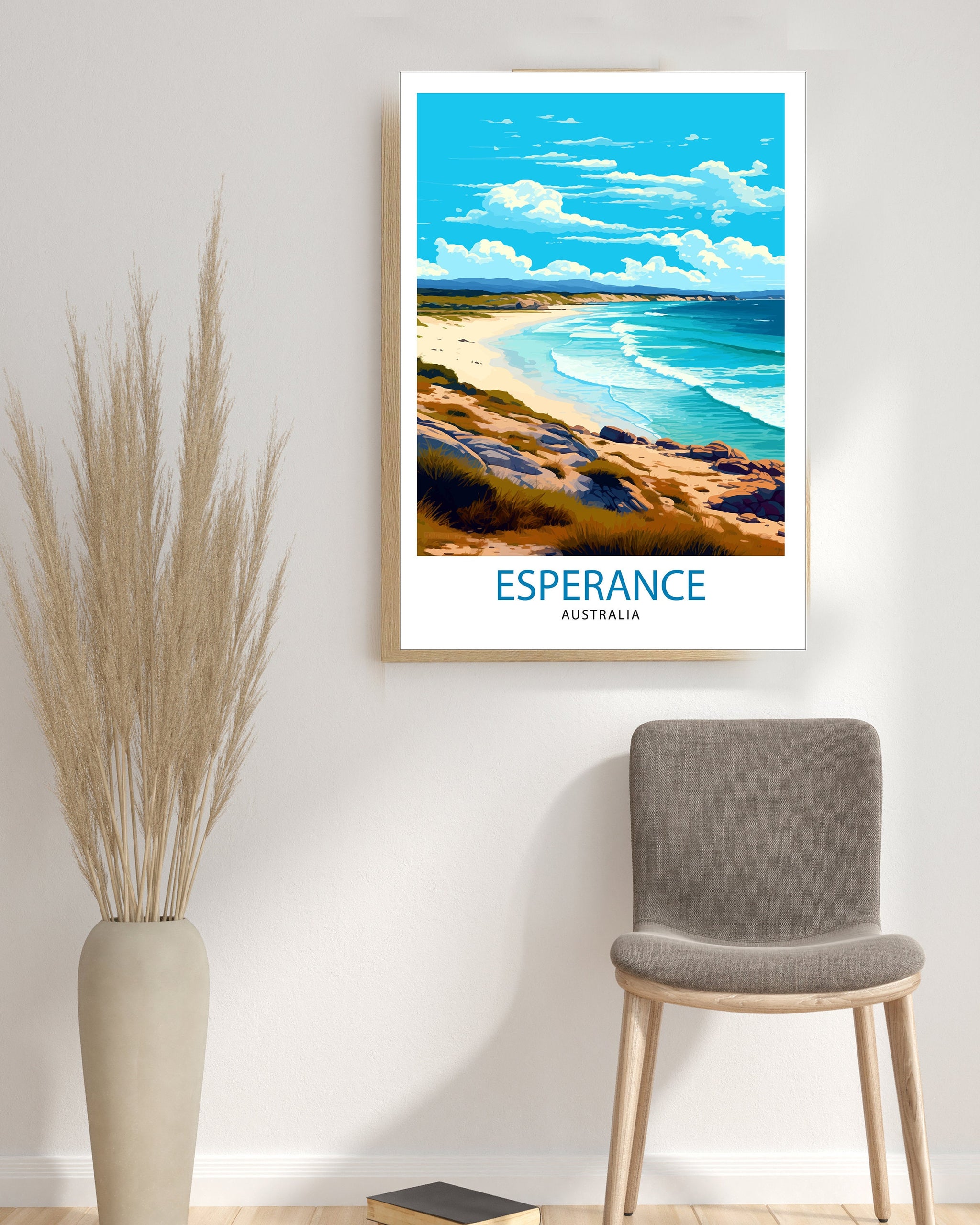 Esperance Australia Travel Print Coastal Wall Decor Esperance Beach Poster Australian Travel Prints Nature Art Print Beach Illustration