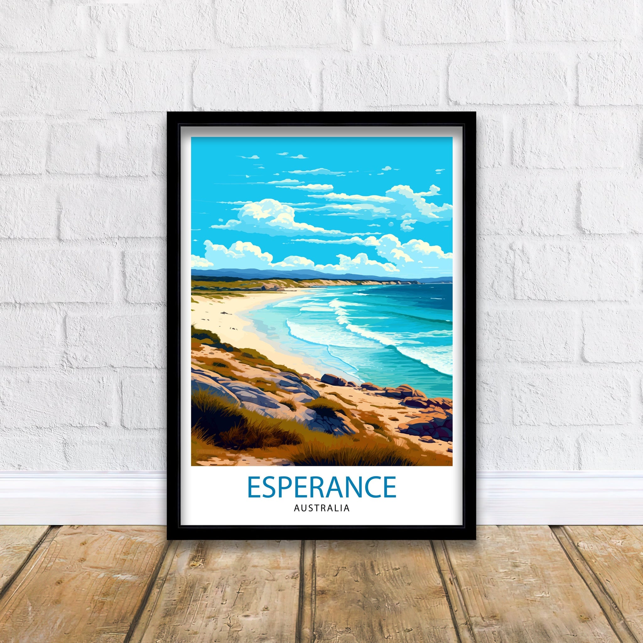 Esperance Australia Travel Print Coastal Wall Decor Esperance Beach Poster Australian Travel Prints Nature Art Print Beach Illustration