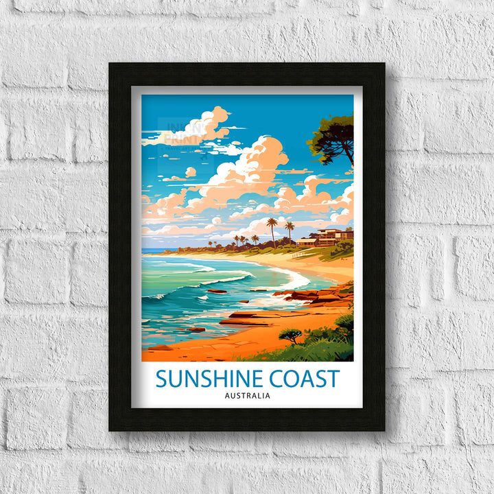 Sunshine Coast Australia Travel Poster Coastal