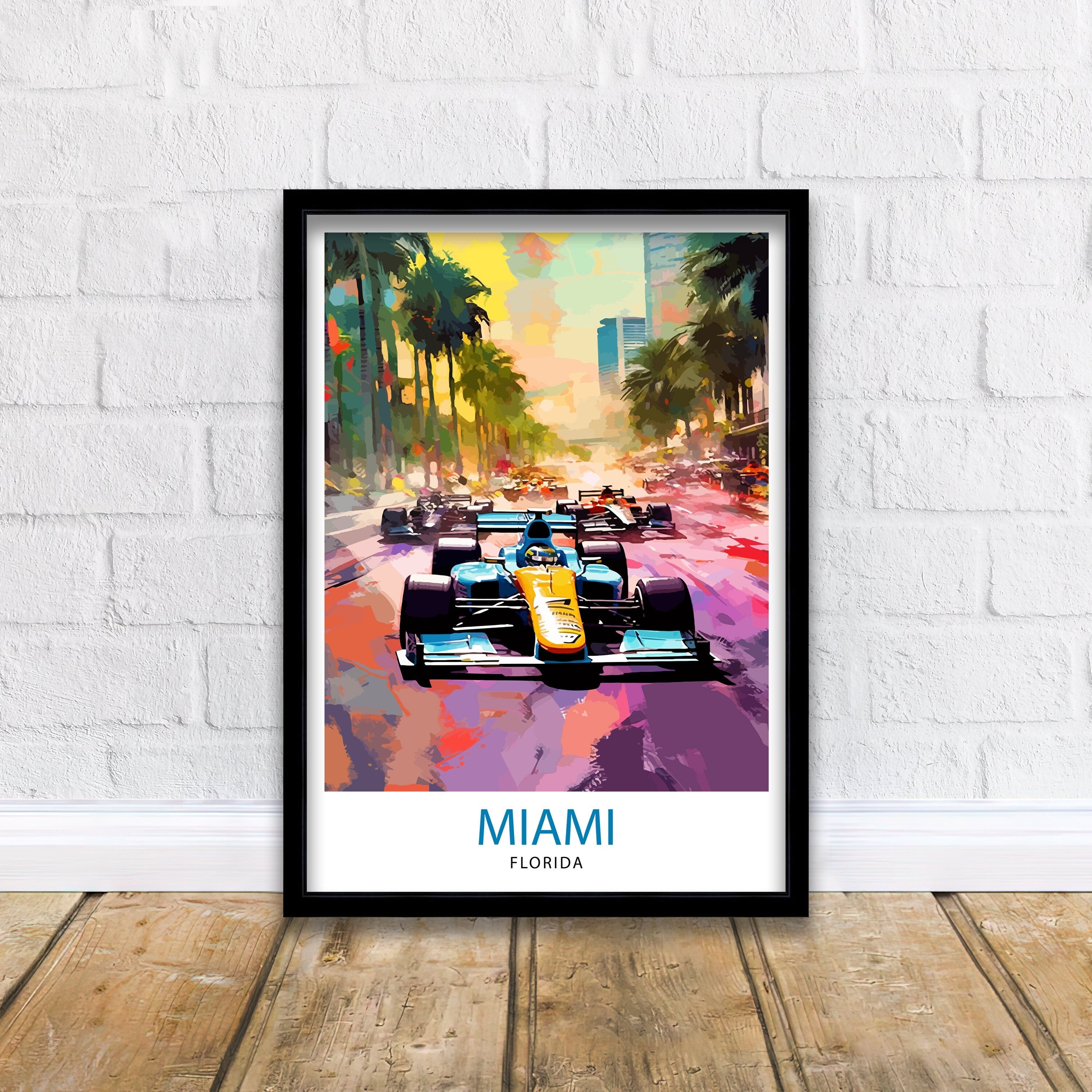 Miami Circuit Travel Poster | Vibrant Motorsport Art Print