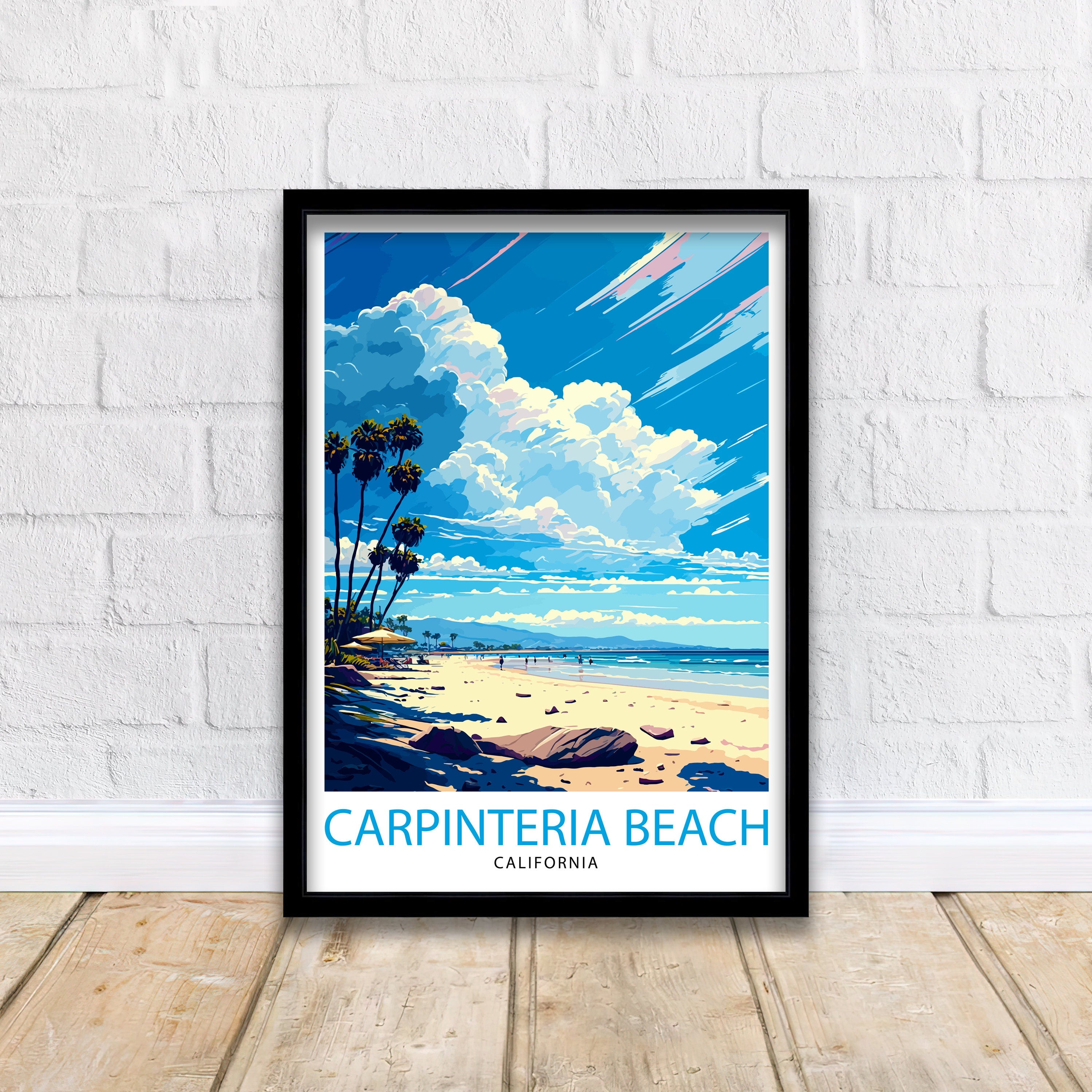Carpinteria Beach California Travel Print| Carpinteria Wall Art Home Living Decor California Illustration Travel Poster Gift Beach House