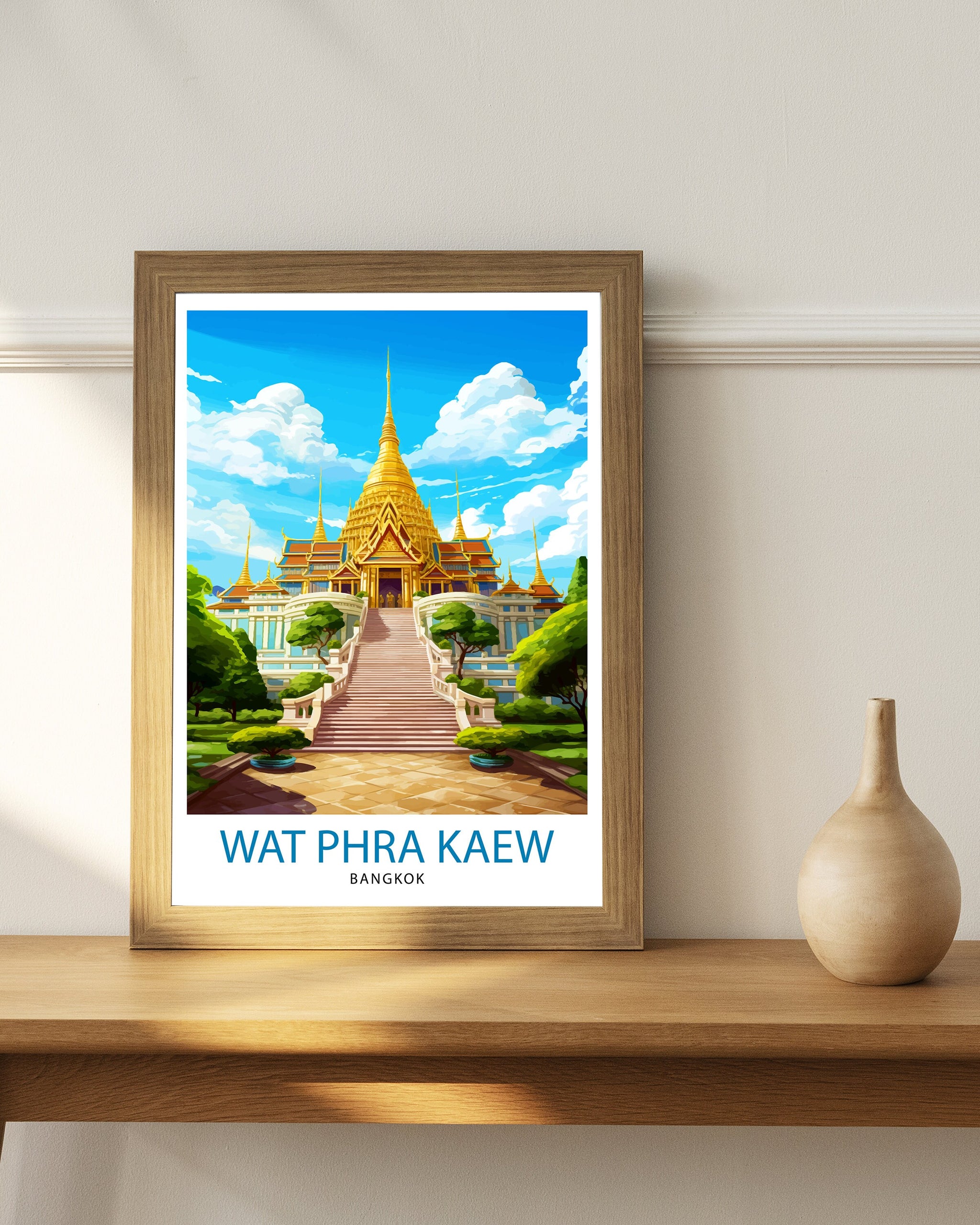 Wat Phra Kaew Thailand Travel Print Thai Temple Wall Decor Bangkok Landmark Poster Thailand Travel Prints Wat Phra Kaew Art Print Thai