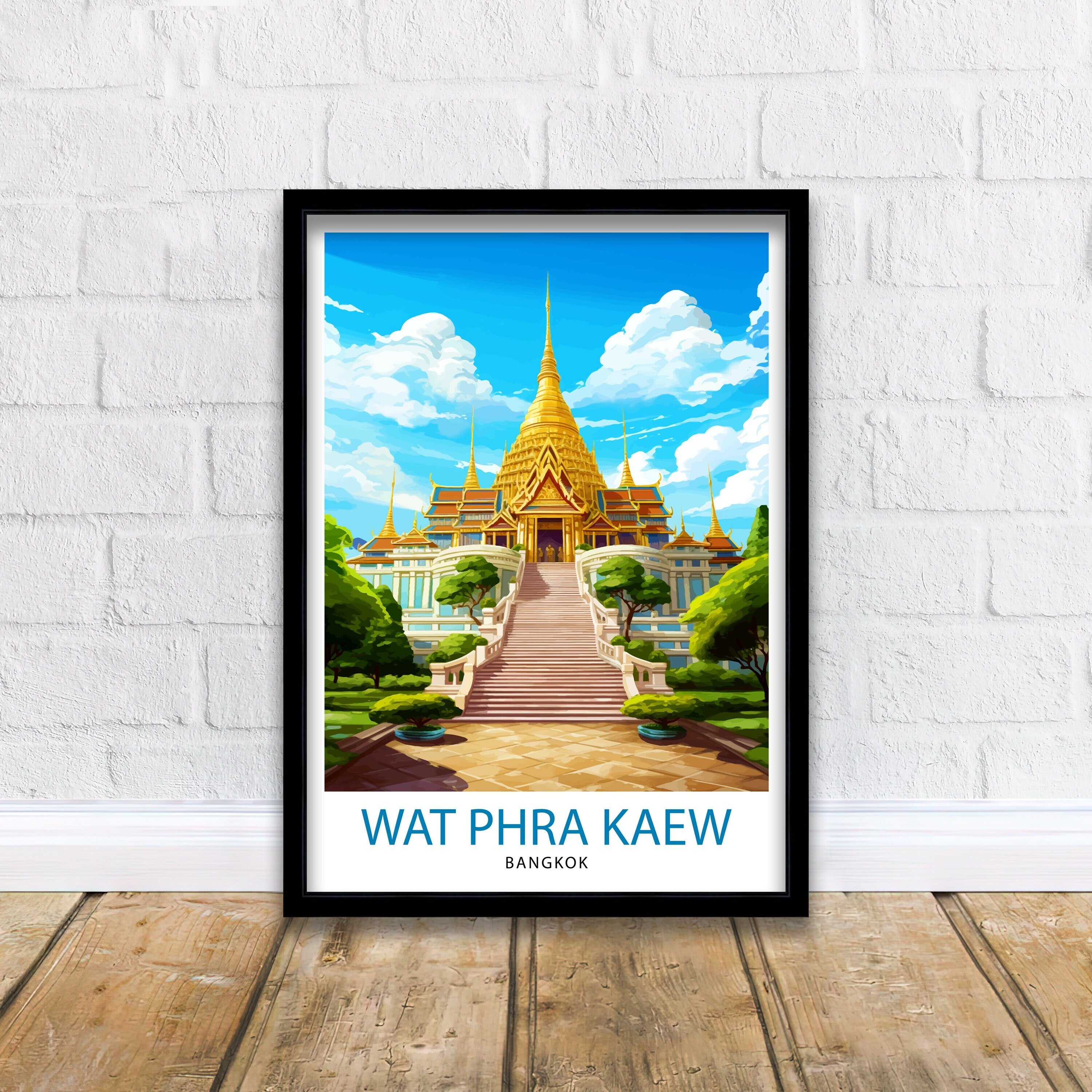 Wat Phra Kaew Thailand Travel Print Thai Temple Wall Decor Bangkok Landmark Poster Thailand Travel Prints Wat Phra Kaew Art Print Thai