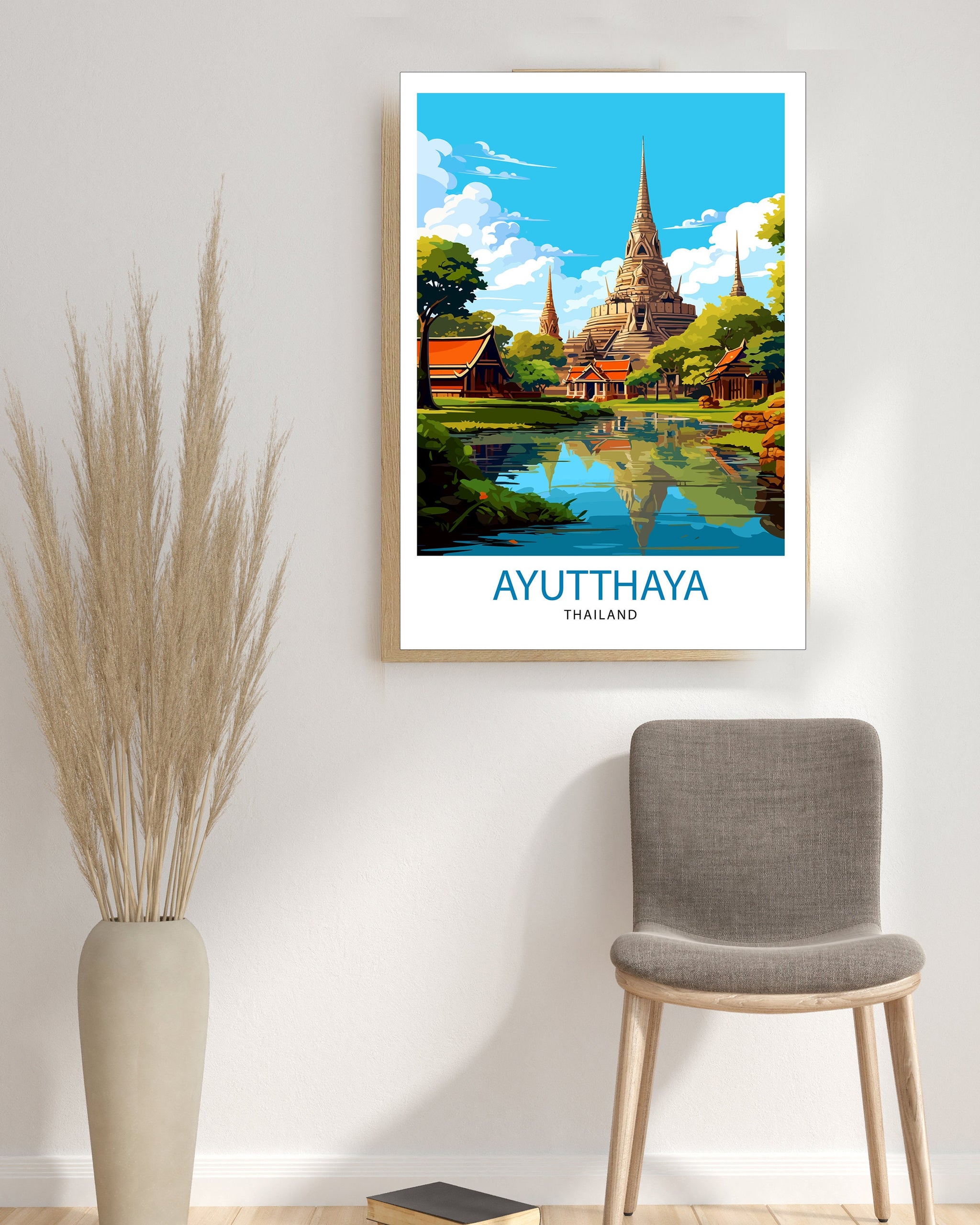 Ayutthaya Thailand Travel Print Ayutthaya Wall Decor Ayutthaya Poster Thailand Travel Prints Ayutthaya Art Print Ayutthaya Illustration