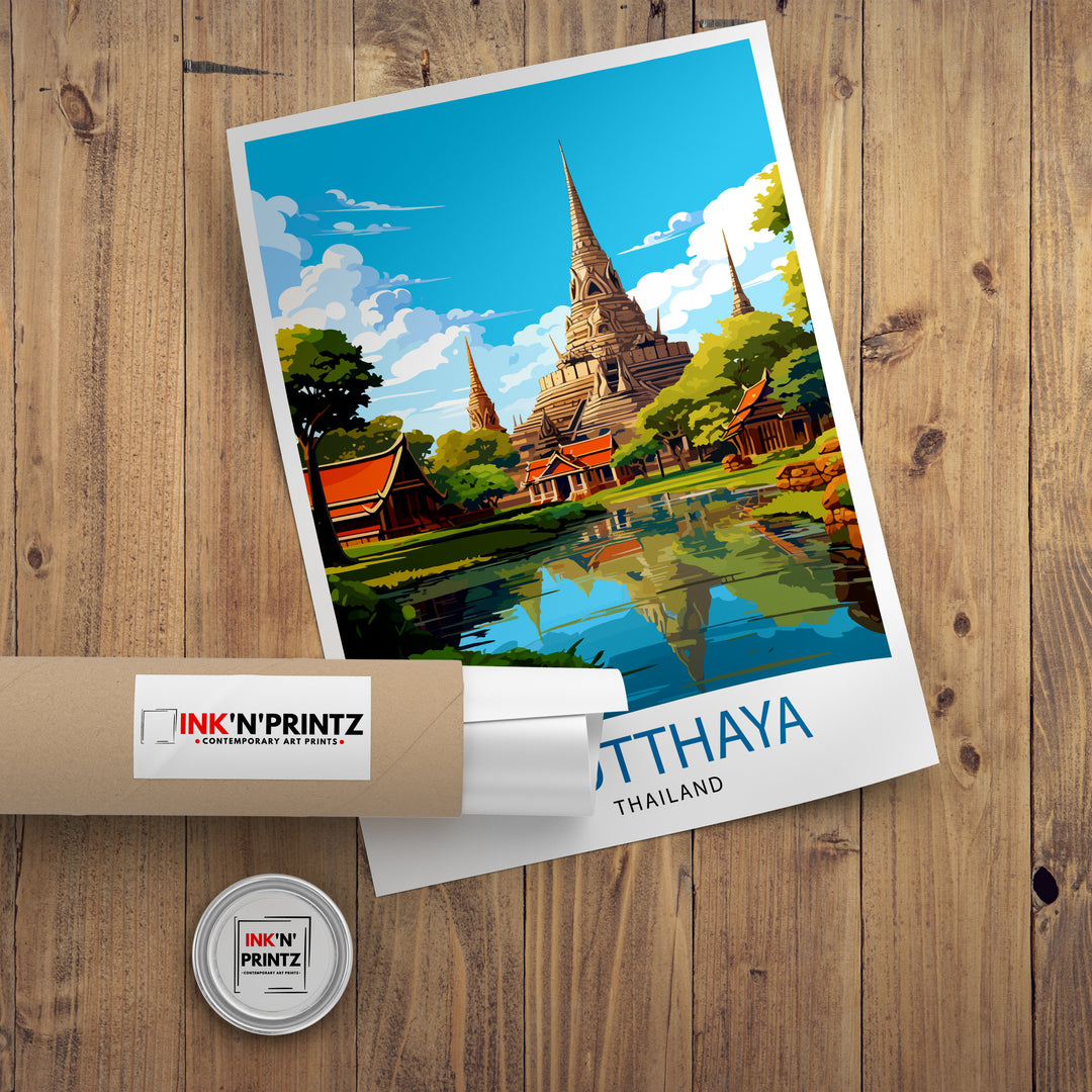 Ayutthaya Thailand Travel Poster Ayutthaya