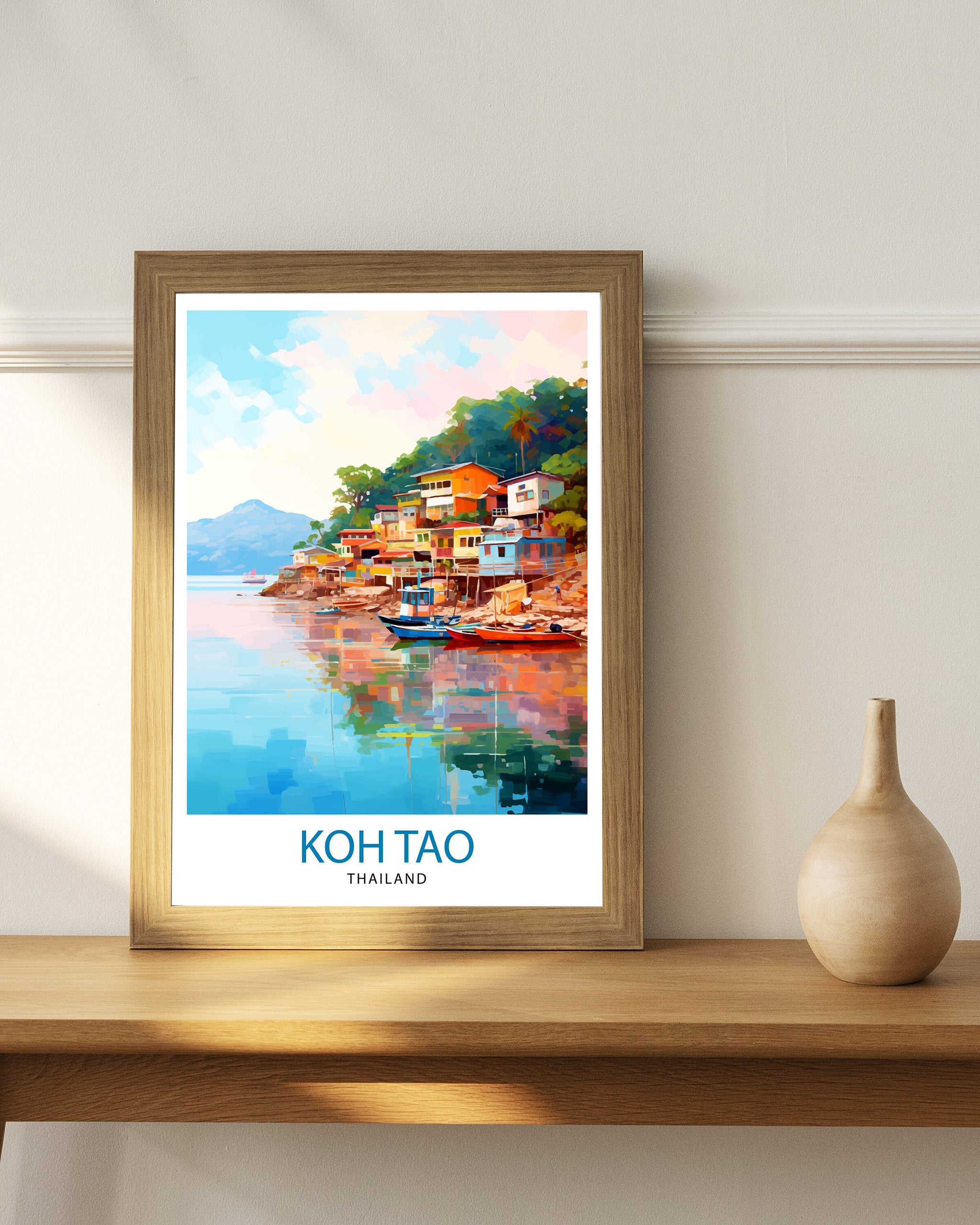 Koh Tao Thailand Travel Print Tropical Island Decor Koh Tao Poster Thailand Travel Prints Beach Art Print Island Illustration Koh Tao Wall