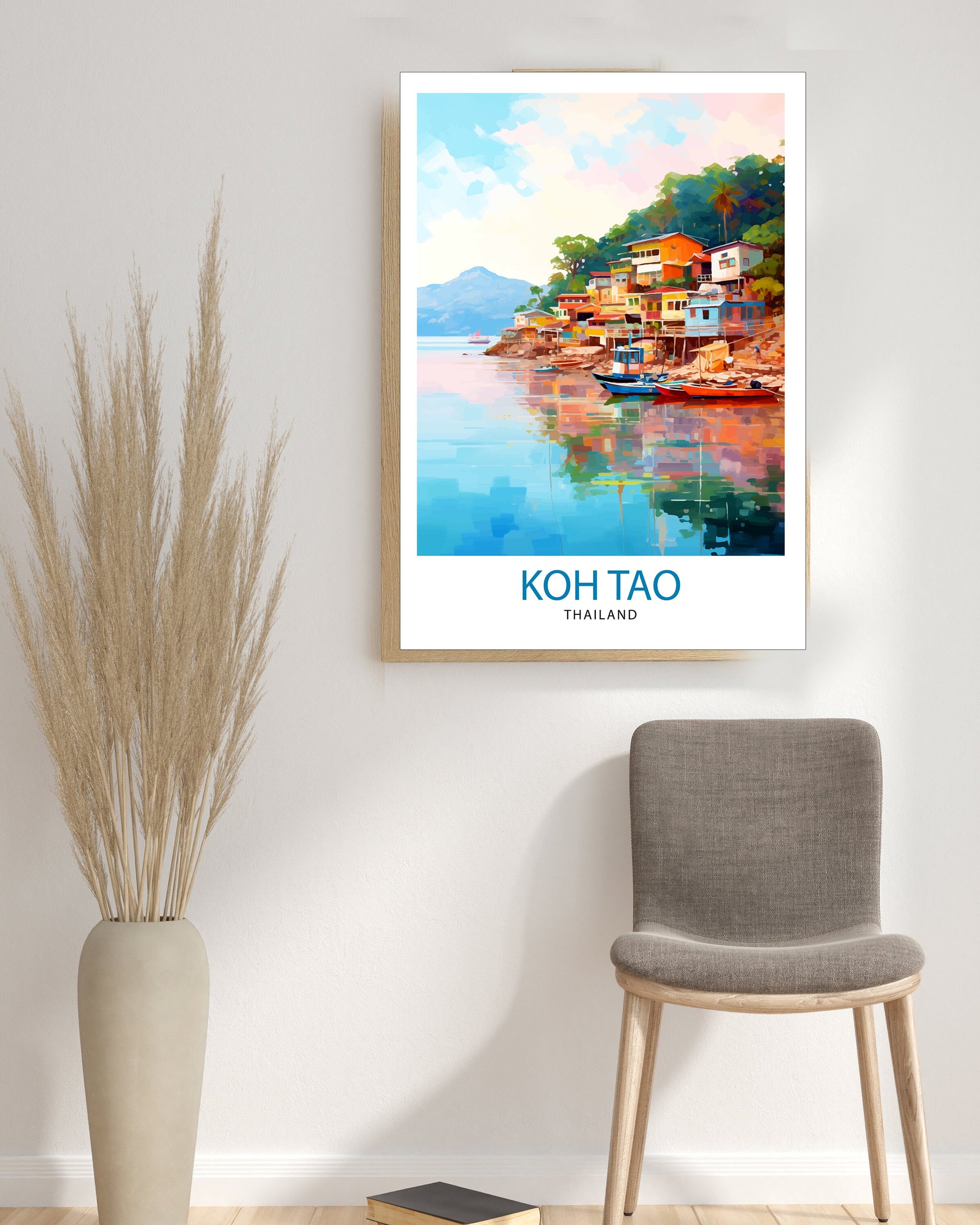 Koh Tao Thailand Travel Print Tropical Island Decor Koh Tao Poster Thailand Travel Prints Beach Art Print Island Illustration Koh Tao Wall