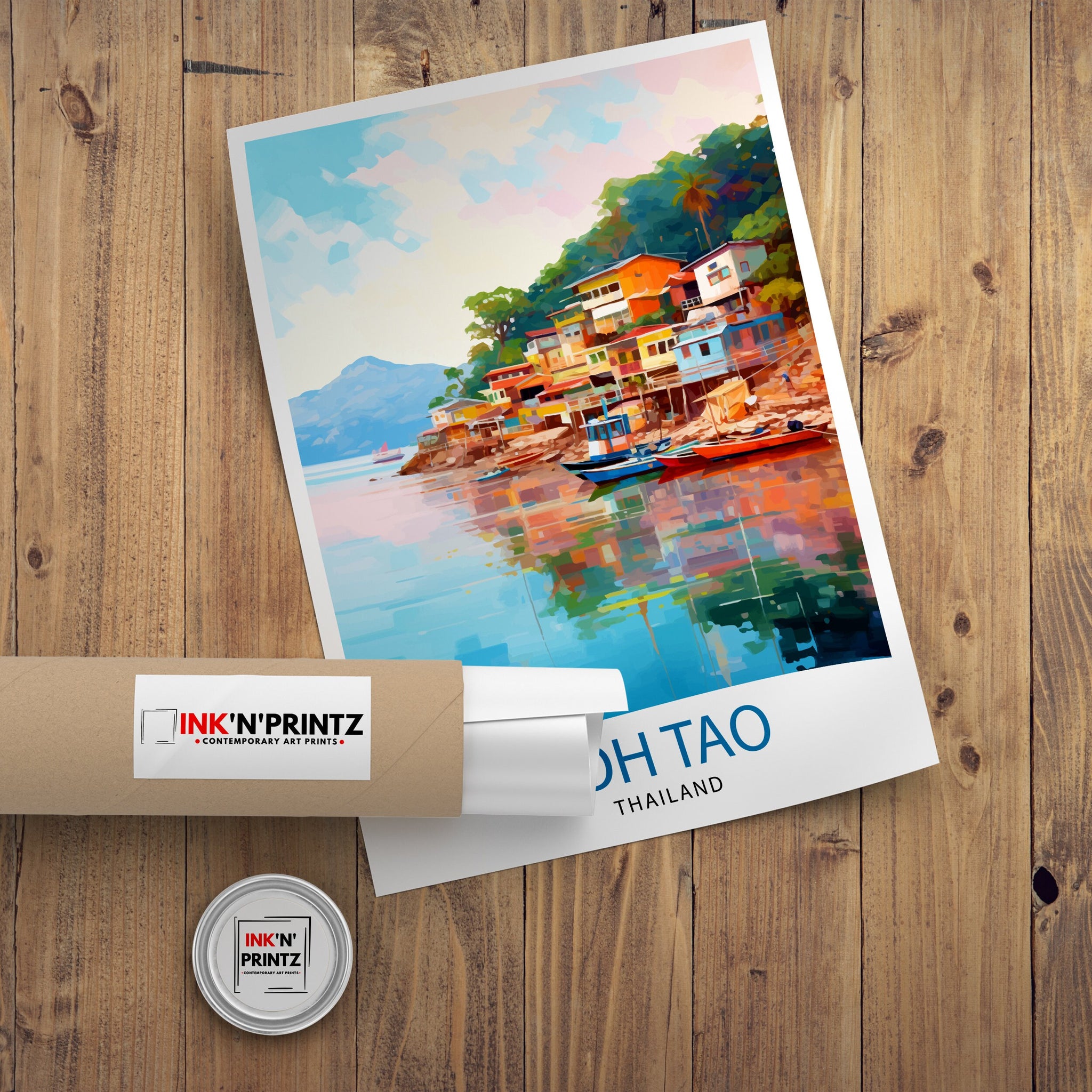Koh Tao Thailand Travel Print Tropical Island Decor Koh Tao Poster Thailand Travel Prints Beach Art Print Island Illustration Koh Tao Wall