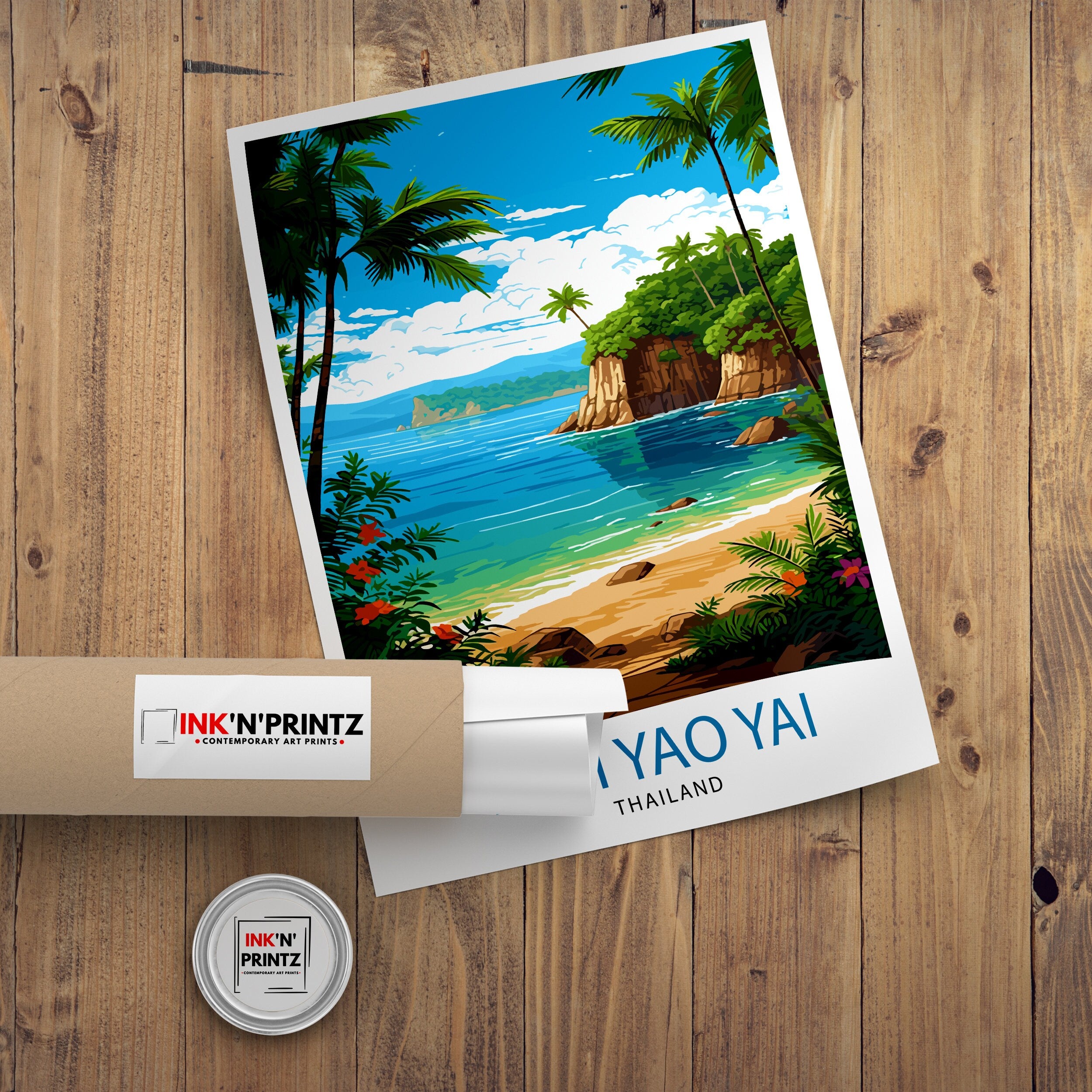Koh Yao Yai Thailand Travel Print Tropical Wall Decor Koh Yao Yai Island Poster Thailand Travel Prints Beach Art Print Island Illustration