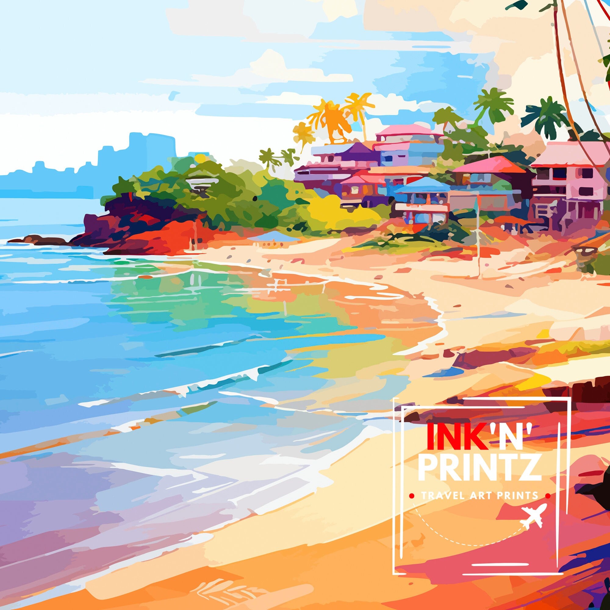 Koh Lanta Thailand Travel Print Tropical Island Wall Decor Koh Lanta Poster Thailand Travel Prints Beach Art Print Koh Lanta Illustration