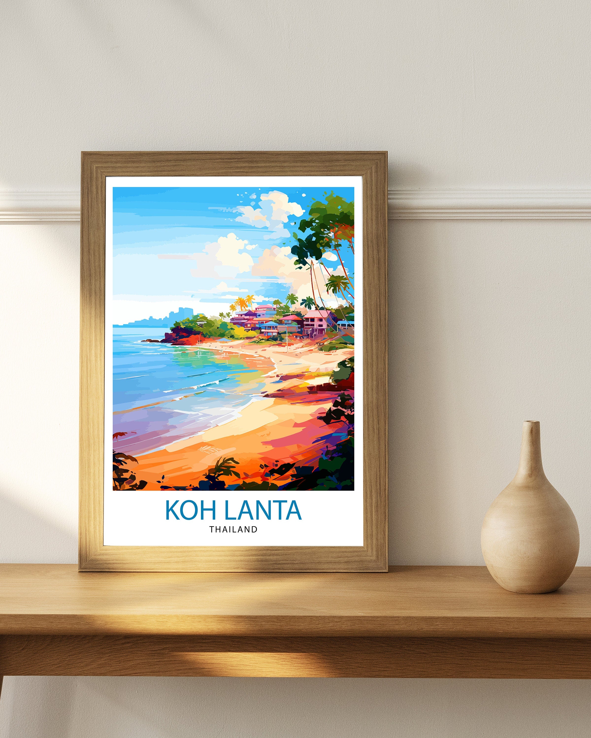 Koh Lanta Thailand Travel Print Tropical Island Wall Decor Koh Lanta Poster Thailand Travel Prints Beach Art Print Koh Lanta Illustration