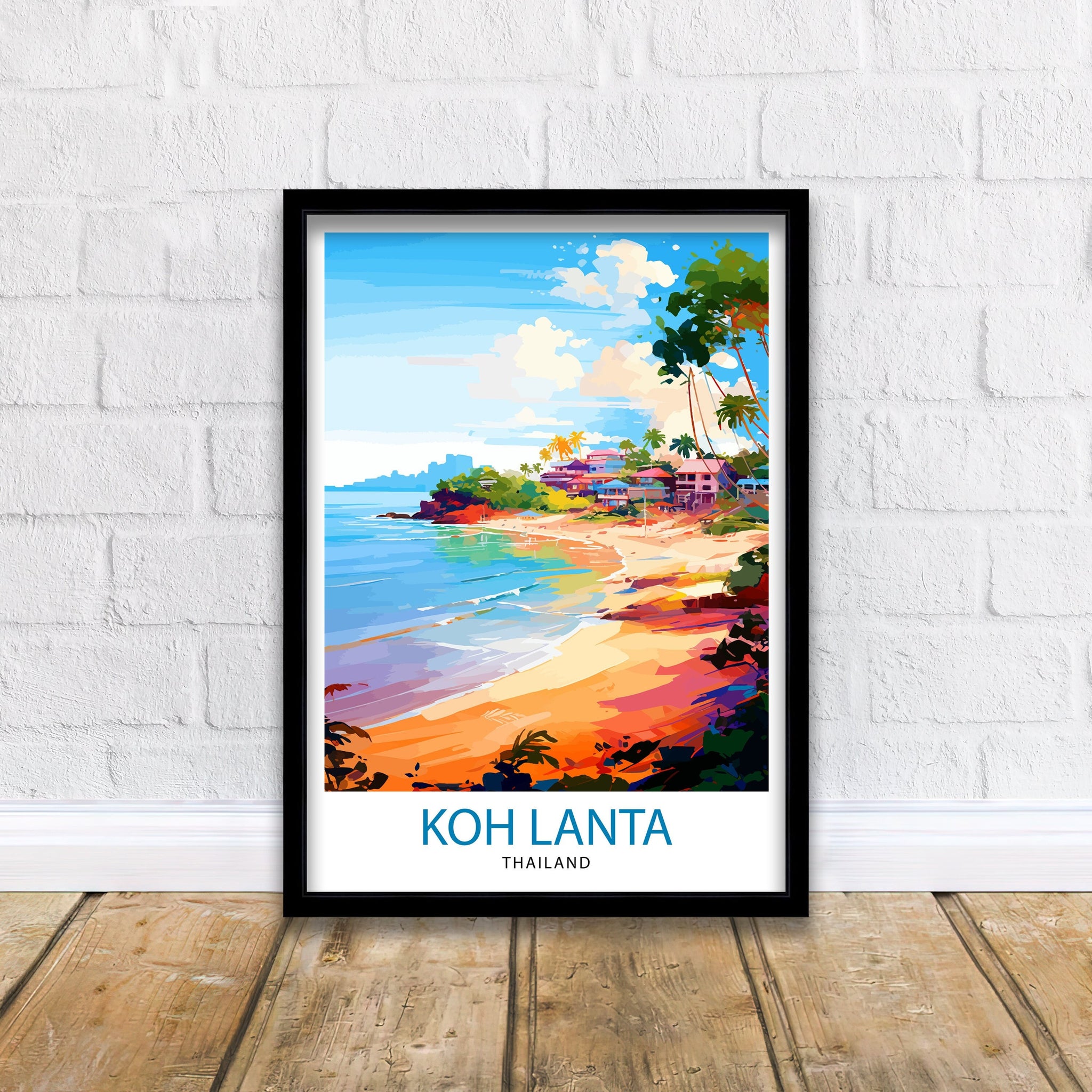 Koh Lanta Thailand Travel Print Tropical Island Wall Decor Koh Lanta Poster Thailand Travel Prints Beach Art Print Koh Lanta Illustration