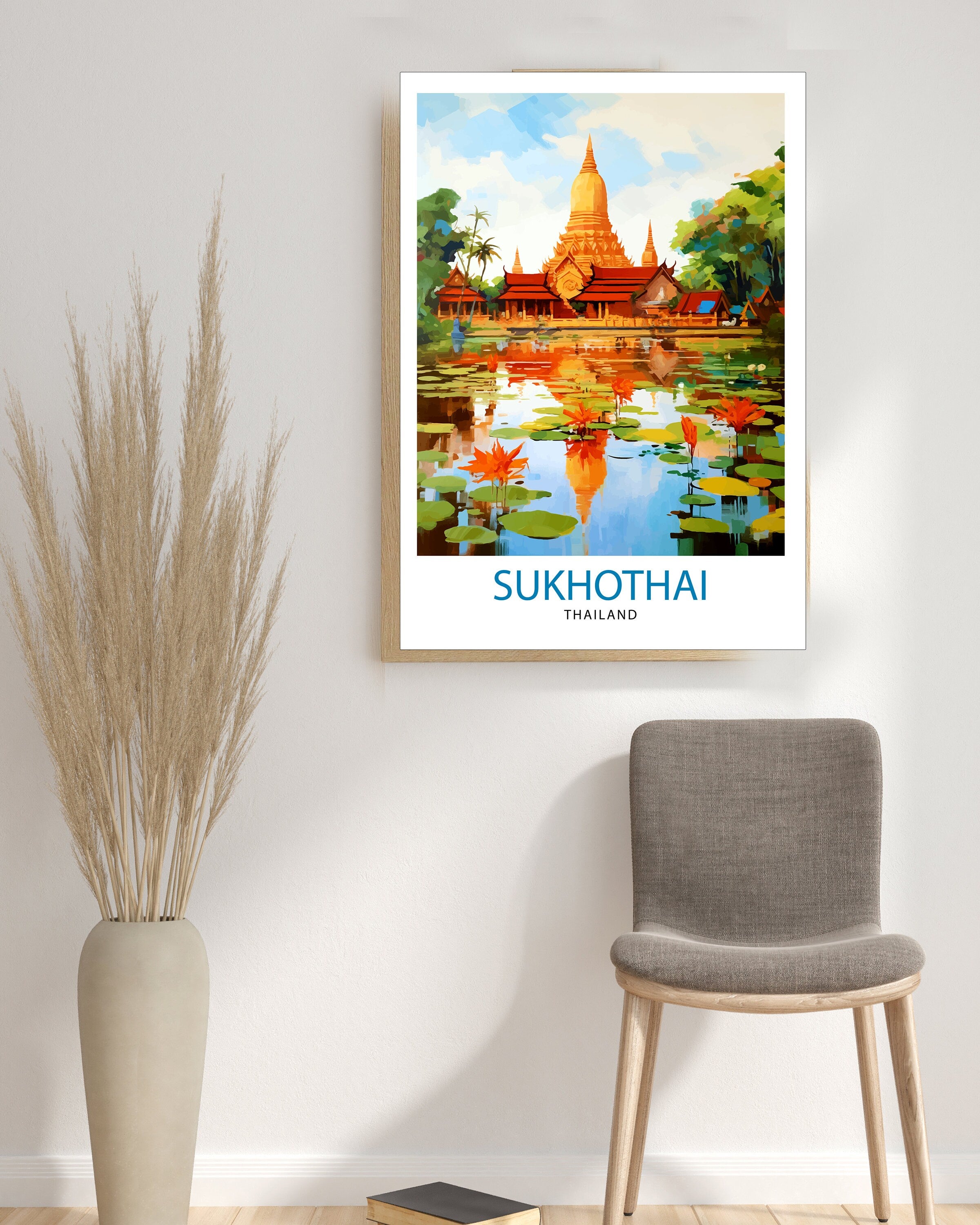Sukhothai Thailand Travel Print Sukhothai Wall Decor Sukhothai Poster Thailand Travel Prints Sukhothai Art Print Sukhothai Illustration