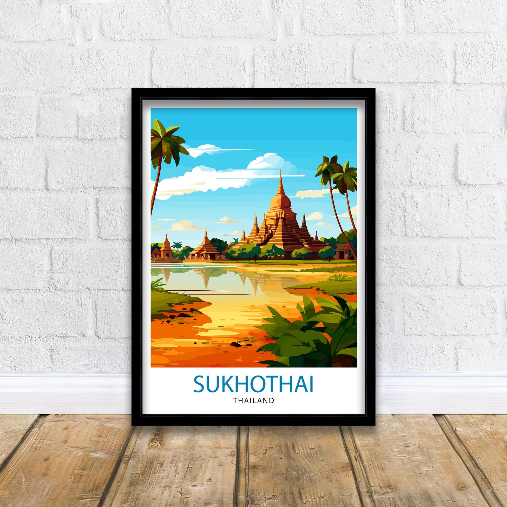 Sukhothai Thailand Travel Print Sukhothai Wall Decor Sukhothai Poster Thailand Travel Prints Sukhothai Art Print Sukhothai Illustration