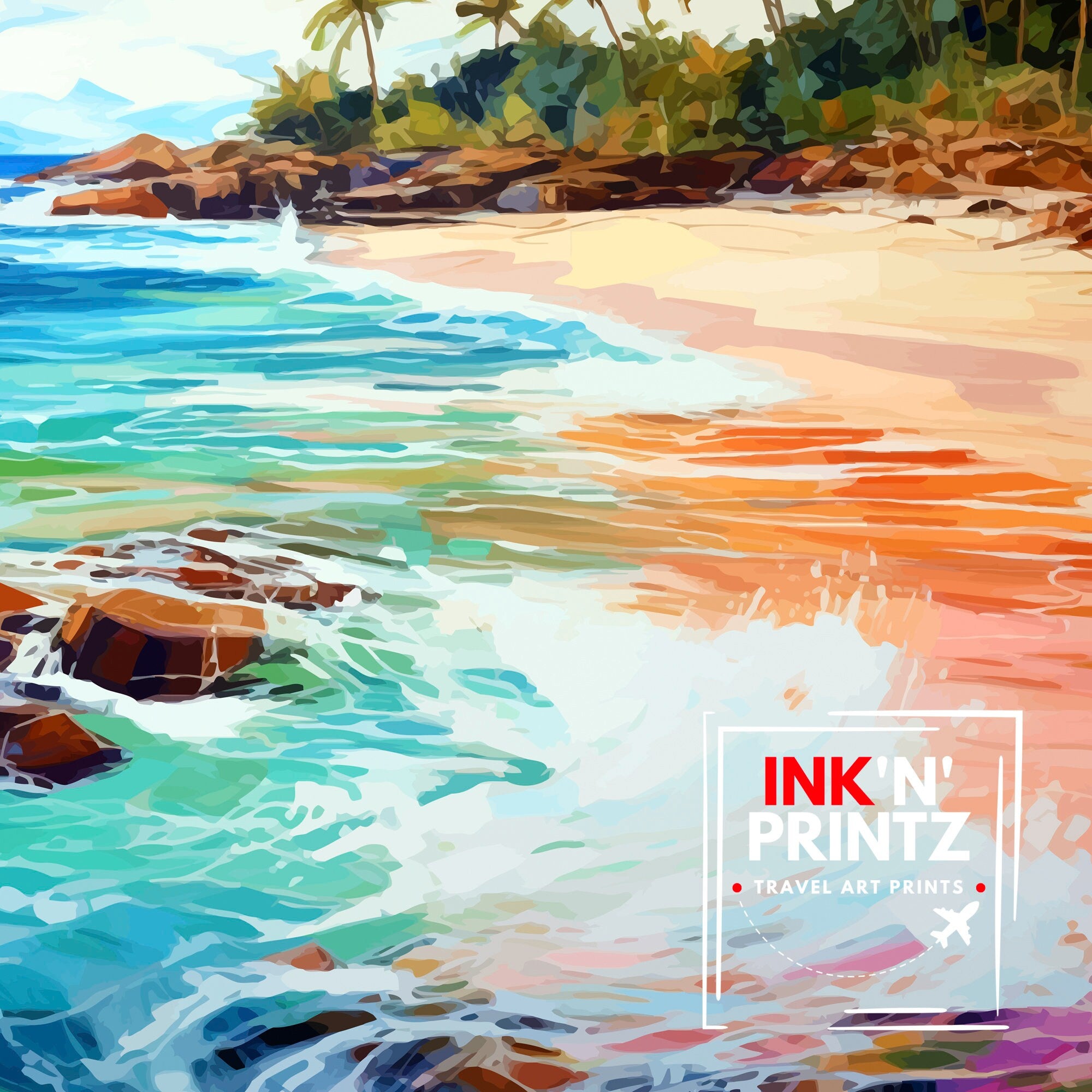 Koh Samui Thailand Travel Print Tropical Wall Decor Koh Samui Poster Thailand Travel Prints Beach Art Print Island Illustration Koh Samui