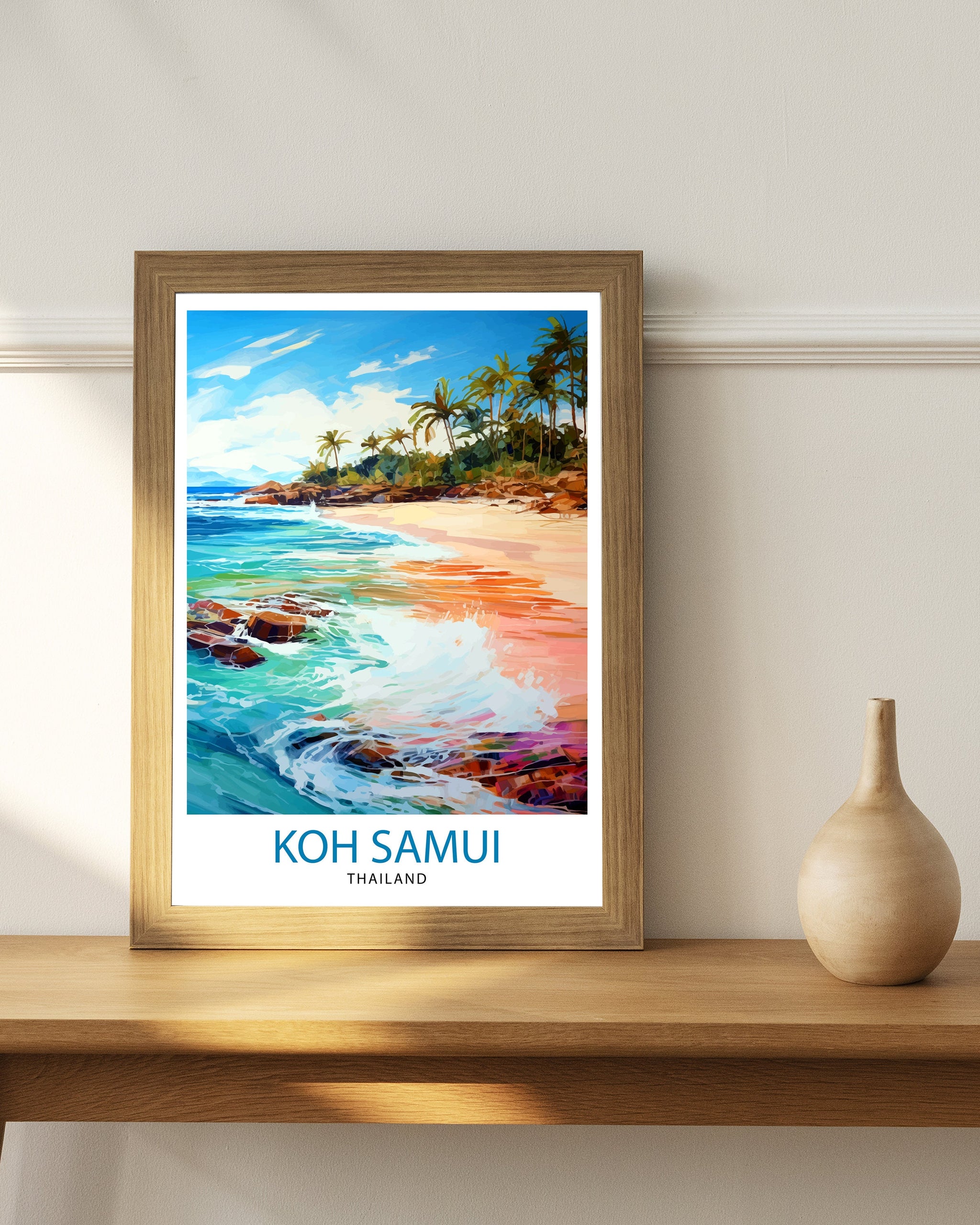 Koh Samui Thailand Travel Print Tropical Wall Decor Koh Samui Poster Thailand Travel Prints Beach Art Print Island Illustration Koh Samui