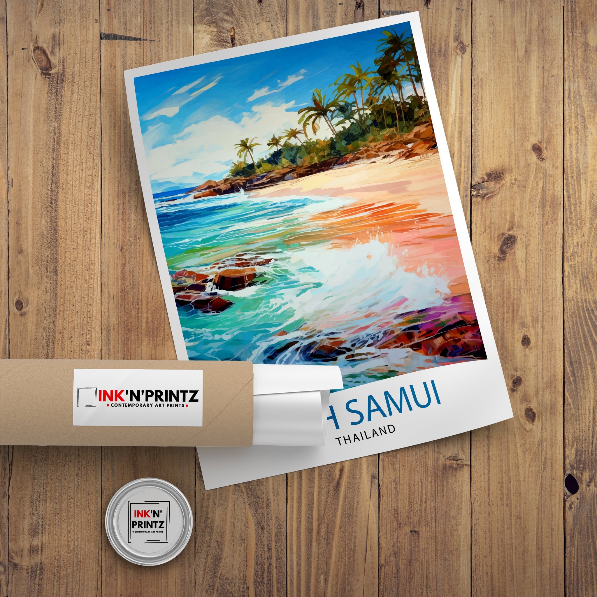 Koh Samui Thailand Travel Print Tropical Wall Decor Koh Samui Poster Thailand Travel Prints Beach Art Print Island Illustration Koh Samui