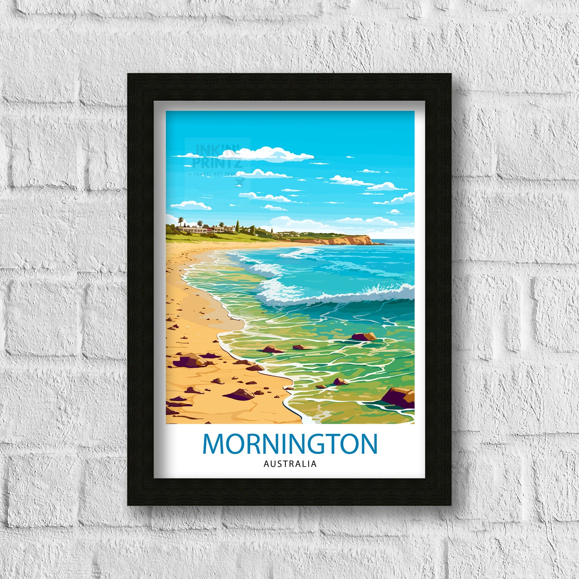 Mornington Beach Australia Print, Coastal Travel Poster