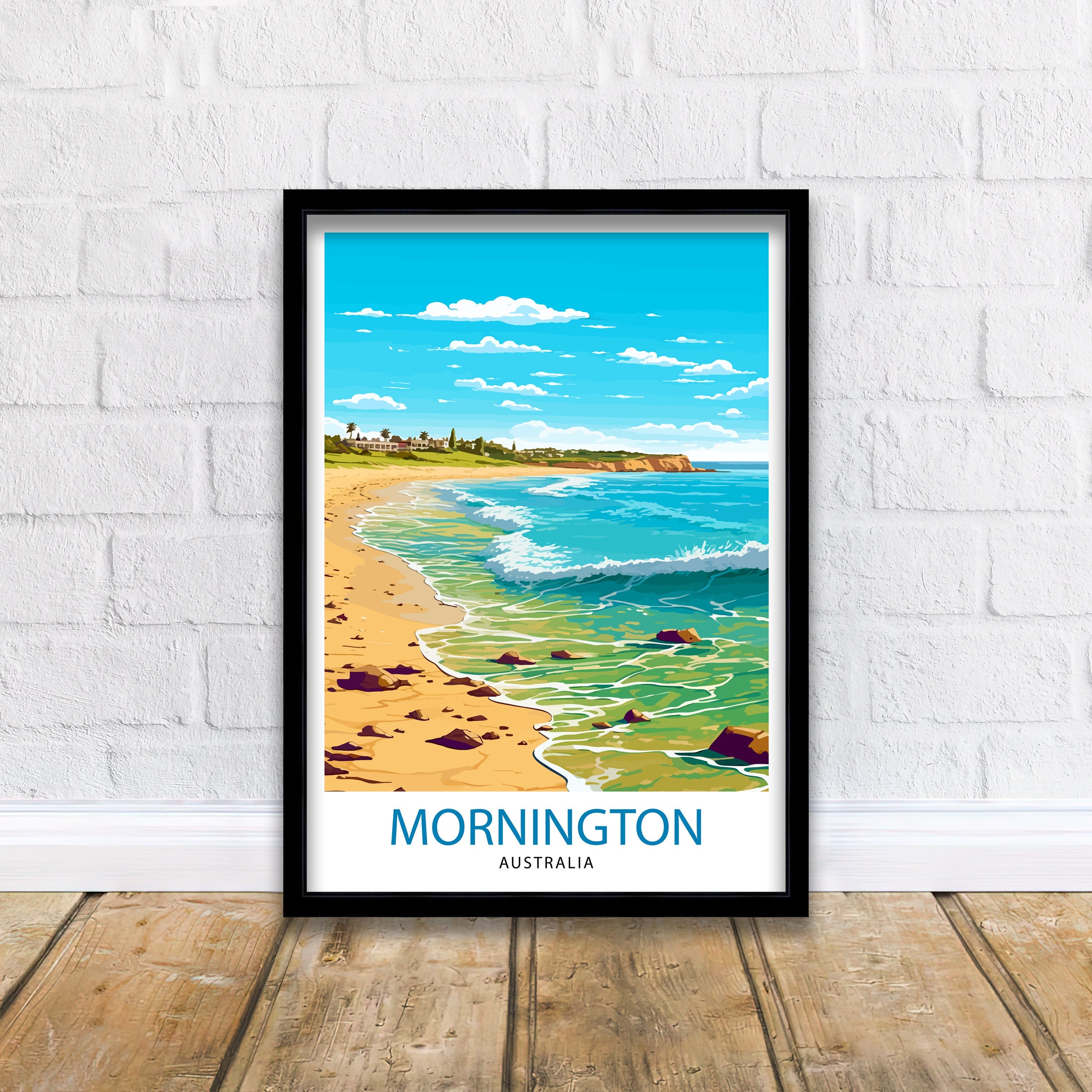 Mornington Beach Australia Print, Coastal Travel Poster