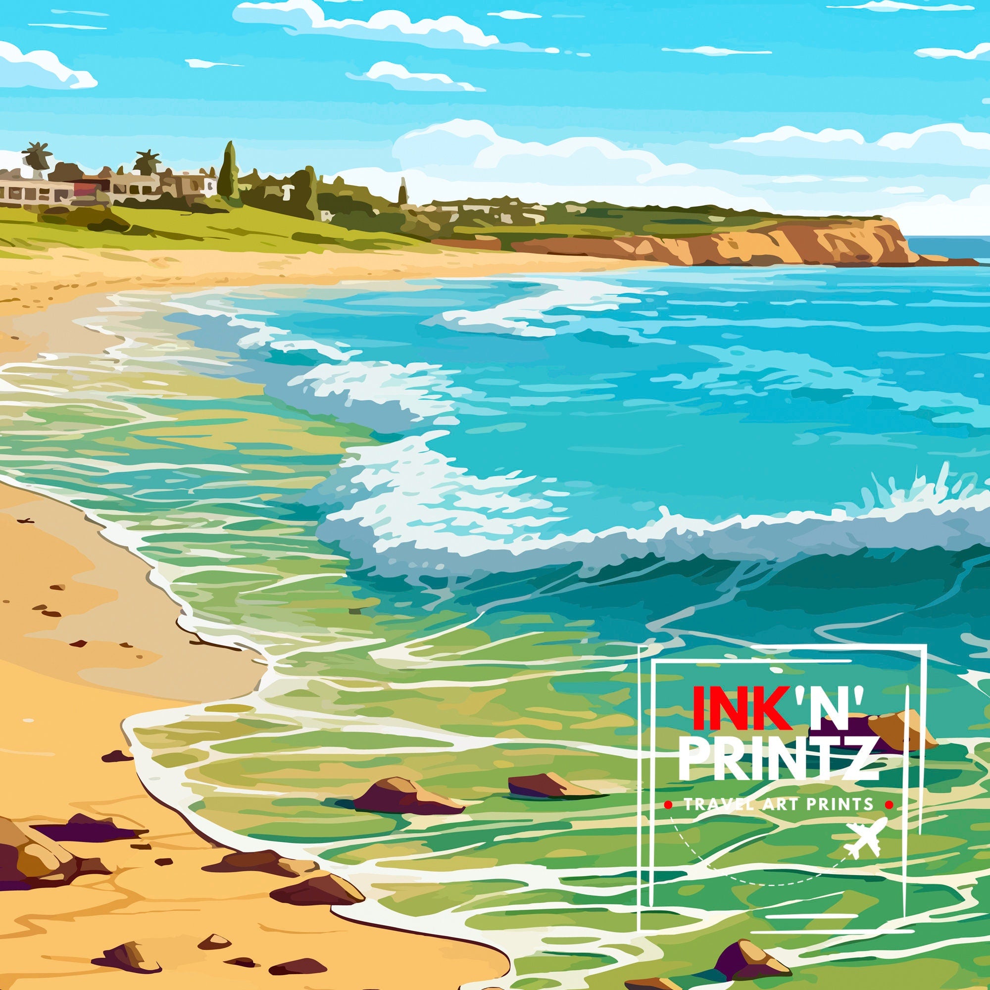 Mornington Beach Australia Print, Coastal Travel Poster
